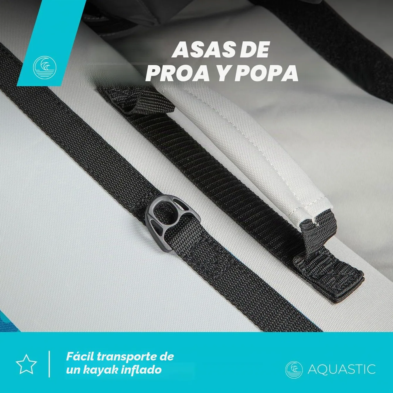 AQUASTIC Kayak DELF 11'0" Kayak Hinchable para 2 Personas con Dos Asientos Bomba Quilla Central y Funda Azul Kayak con Dimensiones 335x96 cm Ideal para Rafting y Excursiones Material PVC Resistente