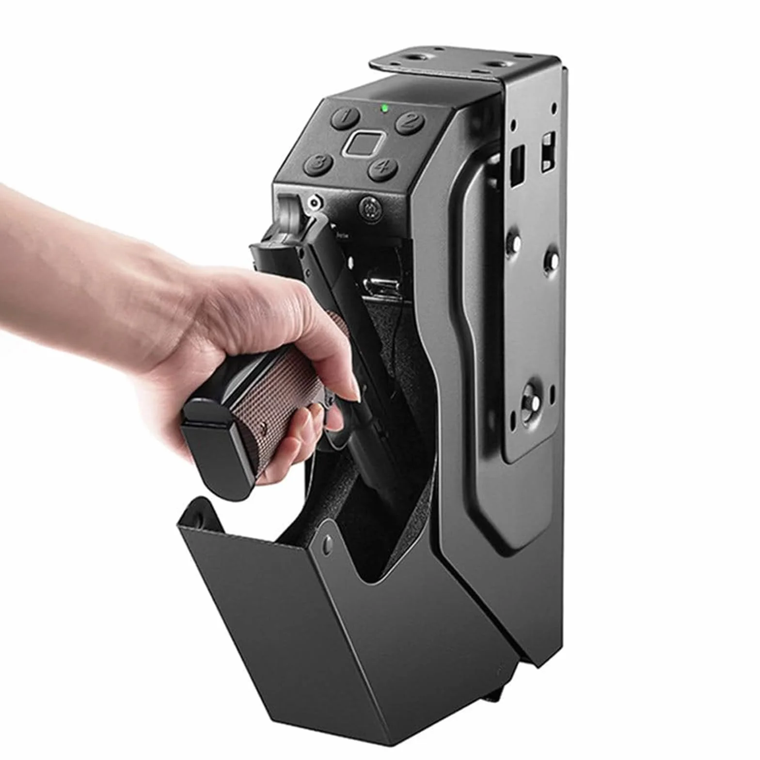 Caja Fuerte para Pistola con Huellas Dactilares, Teclado Digital y Llave, Gabinete de Acero