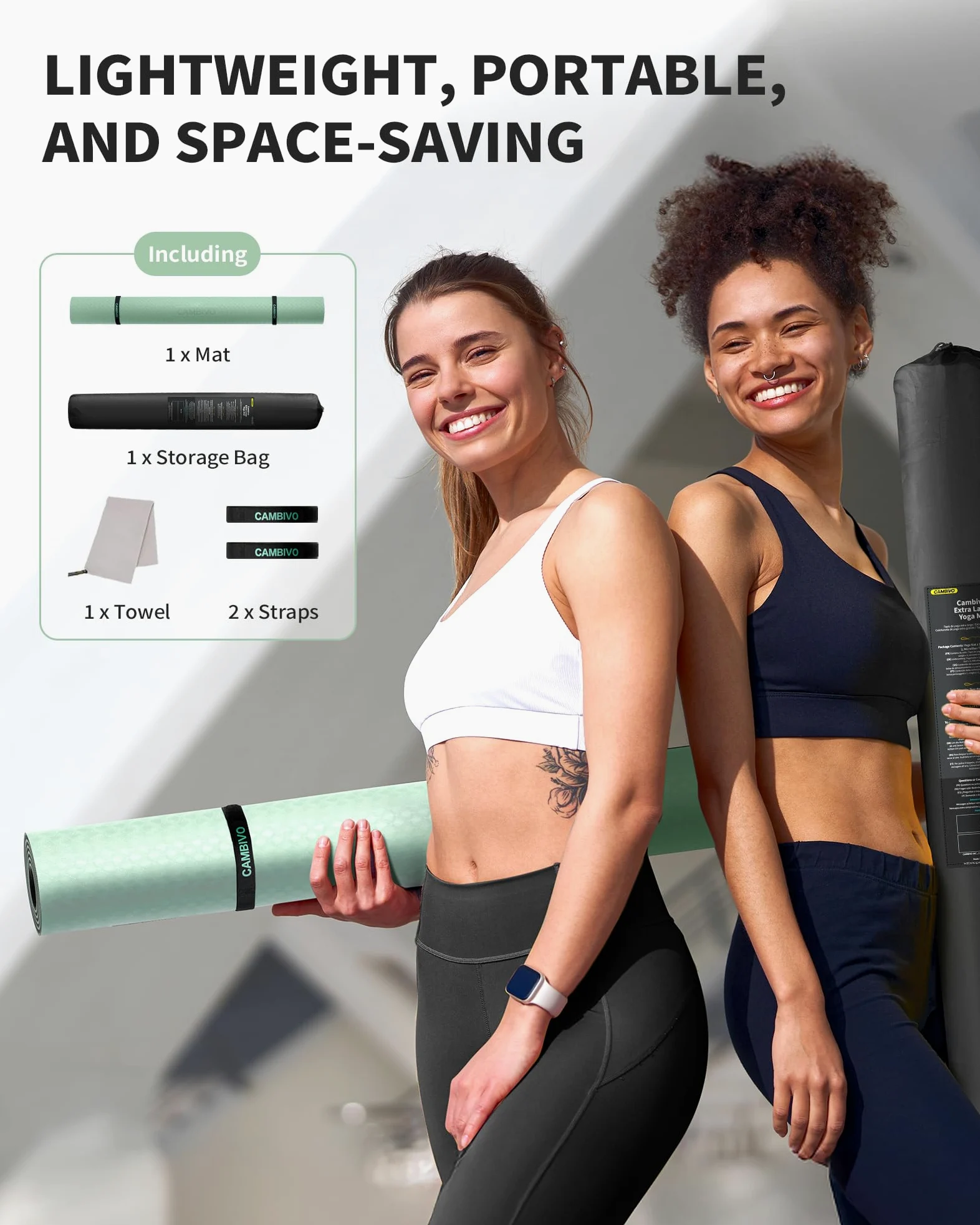 CAMBIVO Esterilla Yoga Grande 183x122cm | Pilates Fitness TPE Antideslizante, Colchoneta Gimnasia Gruesa para Ejercicio en Casa, Gimnasio, Deporte