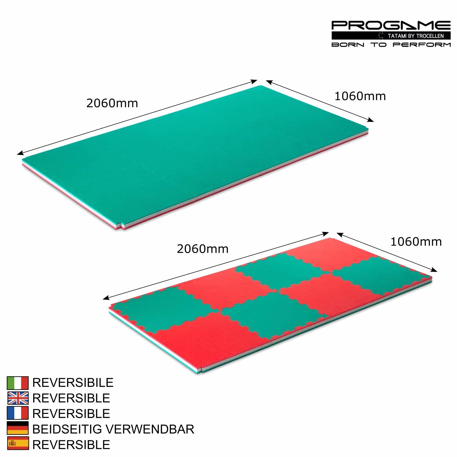 Pro Game Kit 8 Piezas Tatami Puzzle 4cm Performance-Home Verde/Rojo 50x50 cm Tatami 4cm, Tatami Judo
