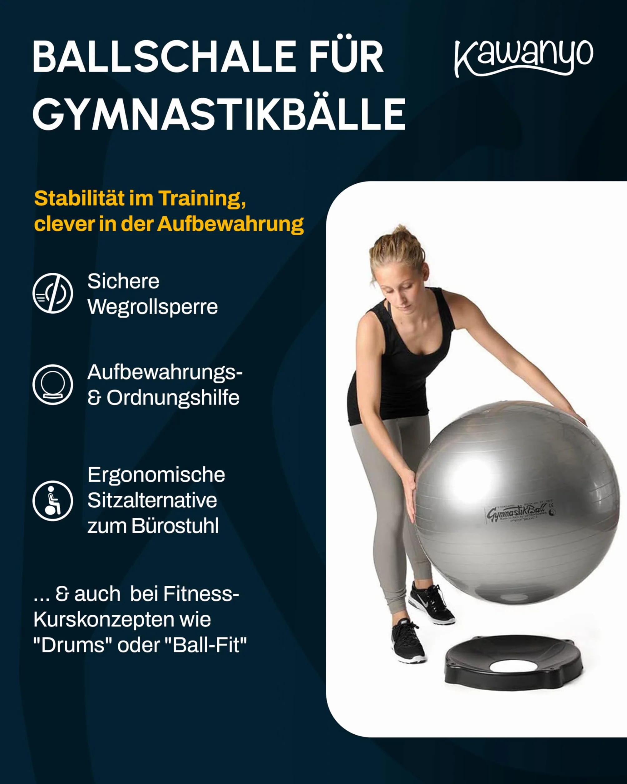 Ballschale para Balón de Gimnasia: Soporte Antirrodadura, Asiento Dinámico y Estabilidad en Oficina, Terapia y Fitness