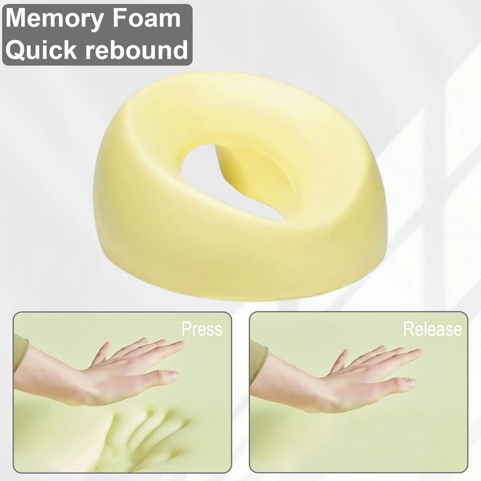 Cojín de masaje viscoelástico ergonómico con agujero para cabeza y funda extraíble