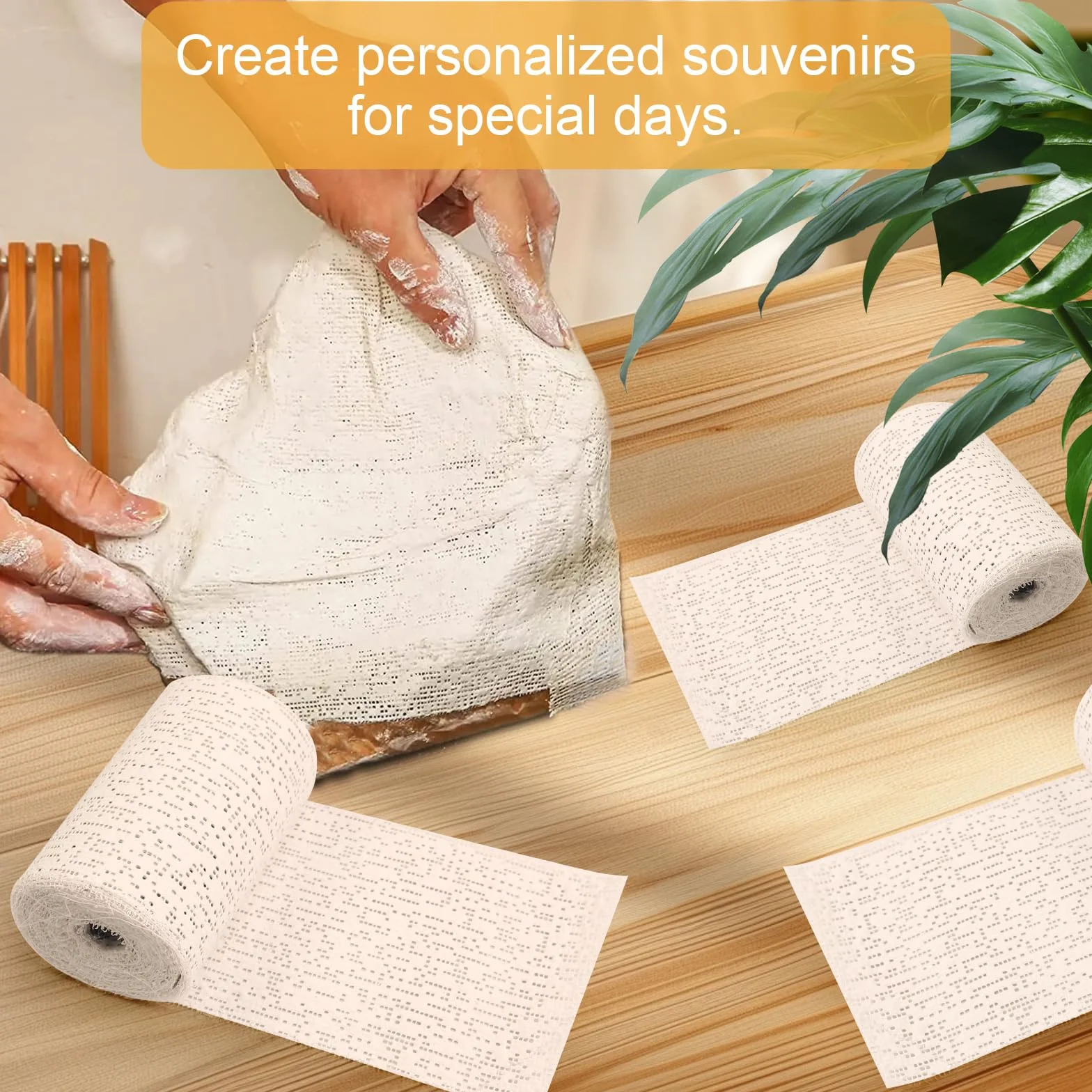 Vendas de Escayola 10cm x 2.7m 6 Rollos Tela de Yeso para Moldes