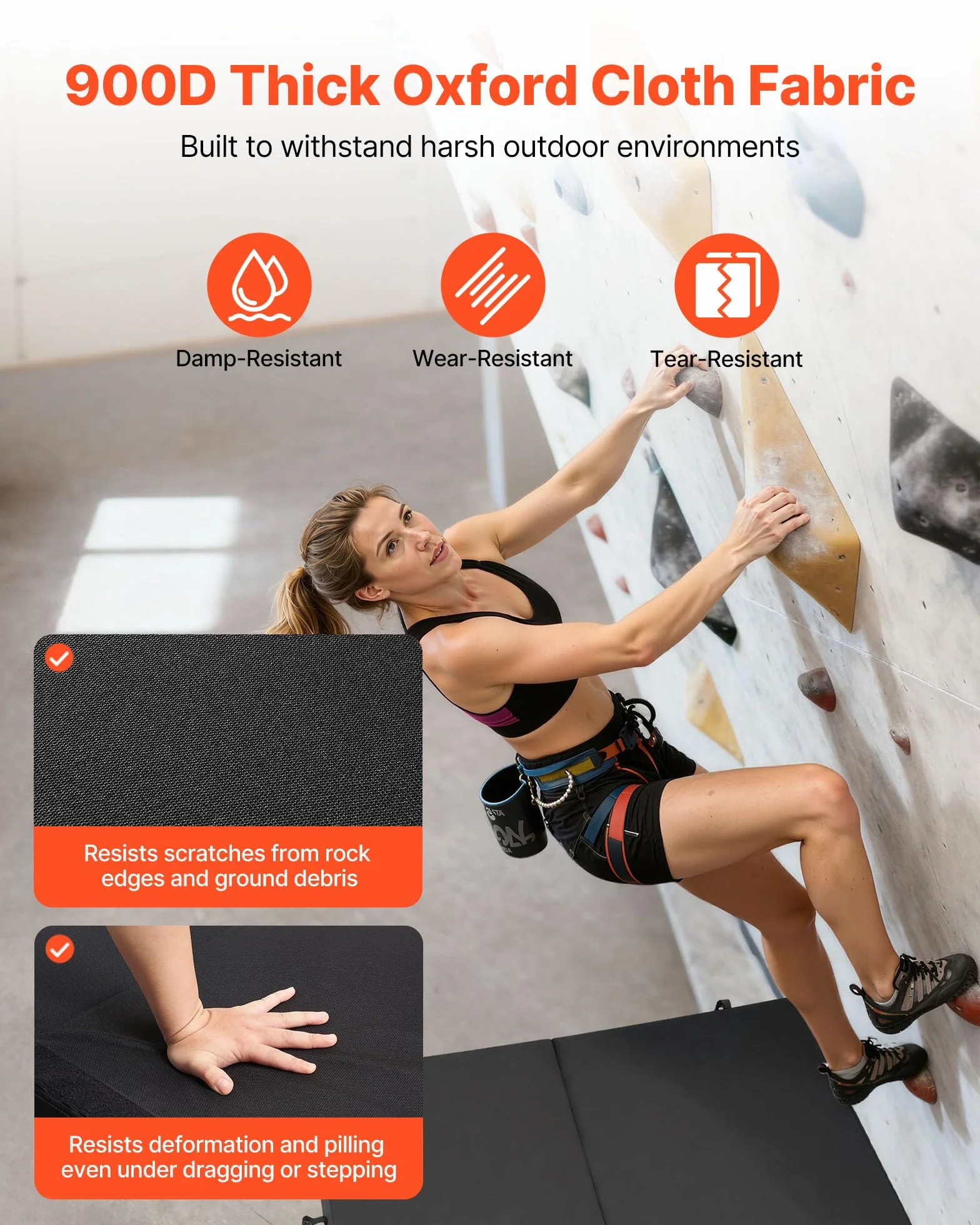 VEVOR Boulder Airpad, Almohadilla de Choque Plegable con Correas Ajustables para Montañismo y Escalada