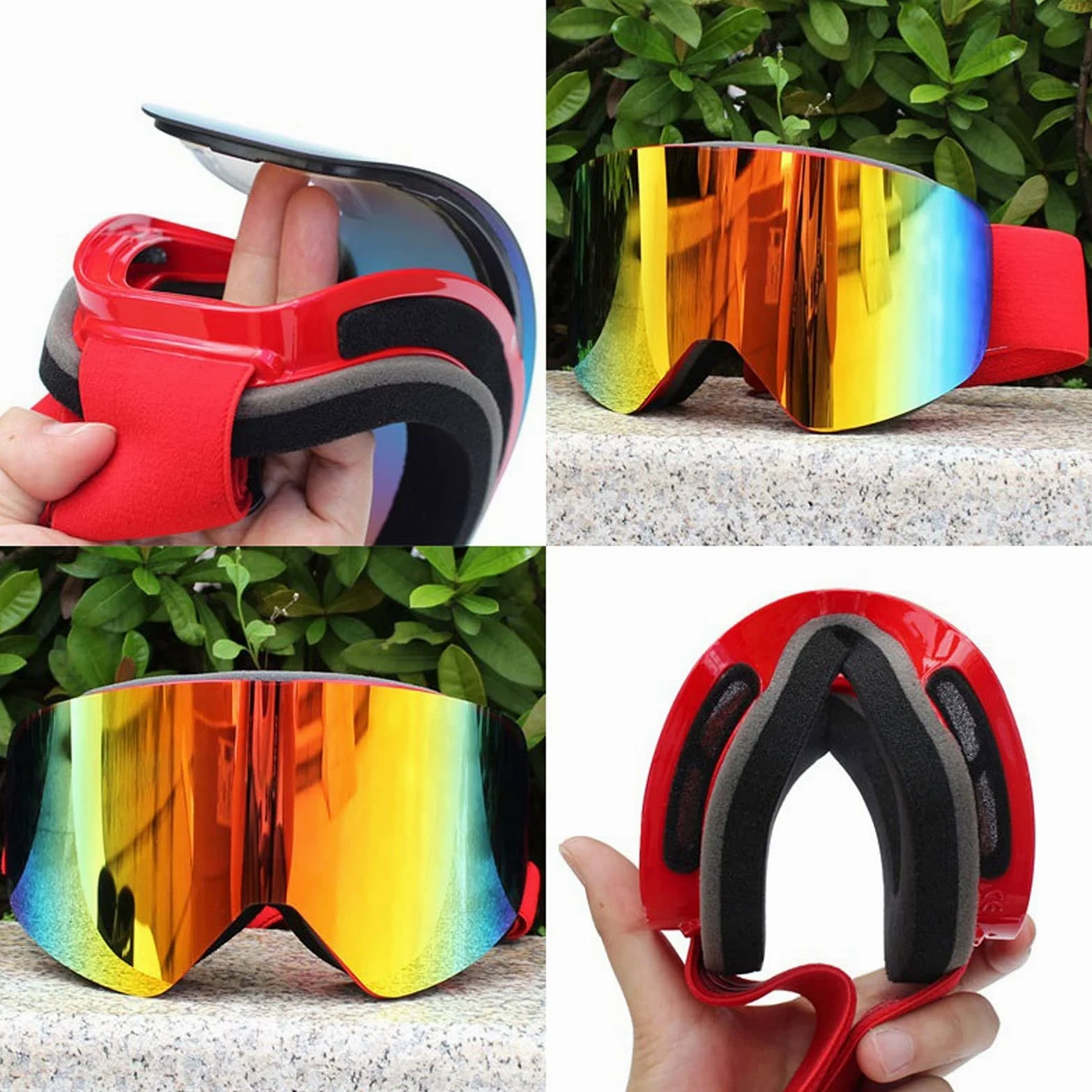 DieffematicHXJ Gafas Esqui Hombre Gafas de esquí magnético Doble Capa Lente polarizada Esquí Anti-Niebla Snowboard Gafas Hombres Mujeres Gafas Gafas Eyewear (Color : Red)