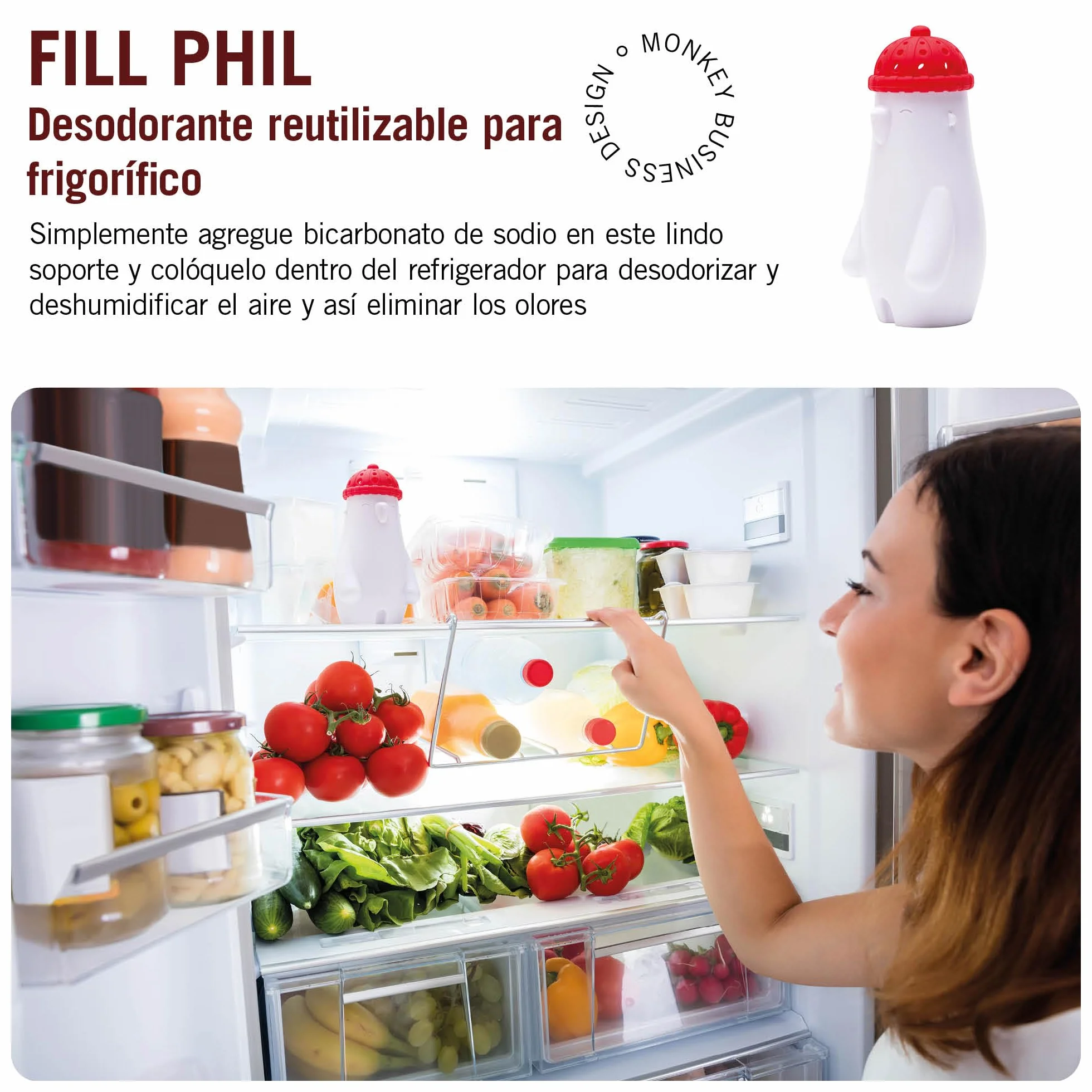 Monkey Business Fill Phil Desodorante para nevera con bicarbonato de sodio