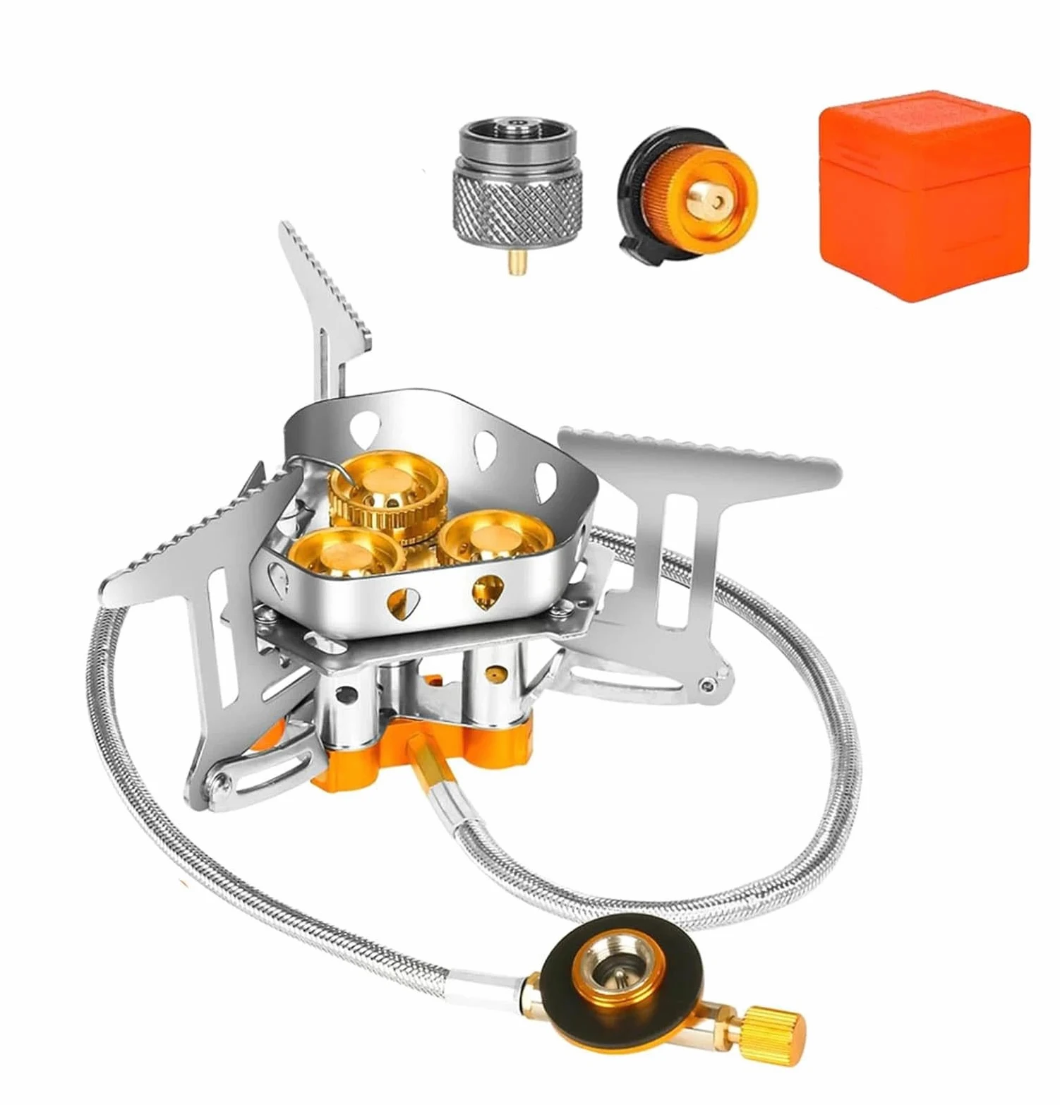 Estufa de camping – quemador de gas portátil de 9900 W con encendido piezoeléctrico, estufa de cocina plegable al aire libre para mochileros, senderismo, picnic y aventura