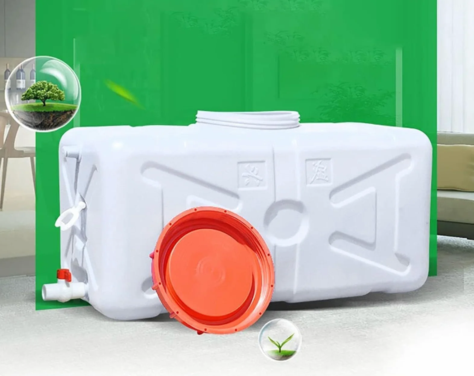 Cubo de plástico Apto para Alimentos para almacenar Agua, Tanque de Agua portátil con asa, Cubo para Exteriores de Gran Capacidad.