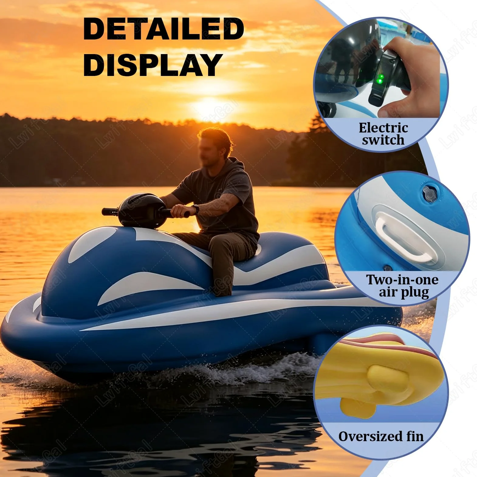 Moto AcuáTica Inflable De Verano con Scooter Submarino (Motor De 250w), Capacidad de Carga 100 kg, 60 min de Uso, 6-8 km/h, para Snorkel Buceo Natación Green
