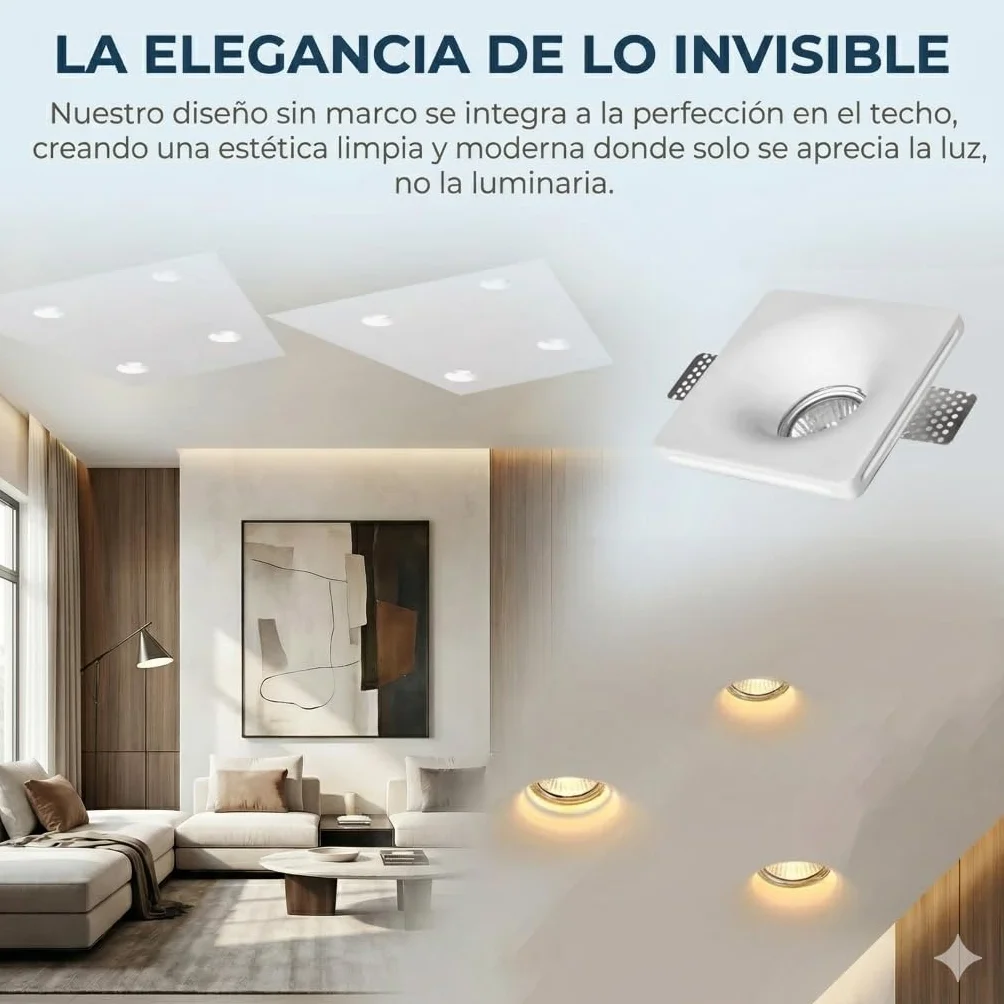 BARCELONA LED Downlight Empotrable Cuadrado GU10 Trimless Ø120mm Blanco IP20