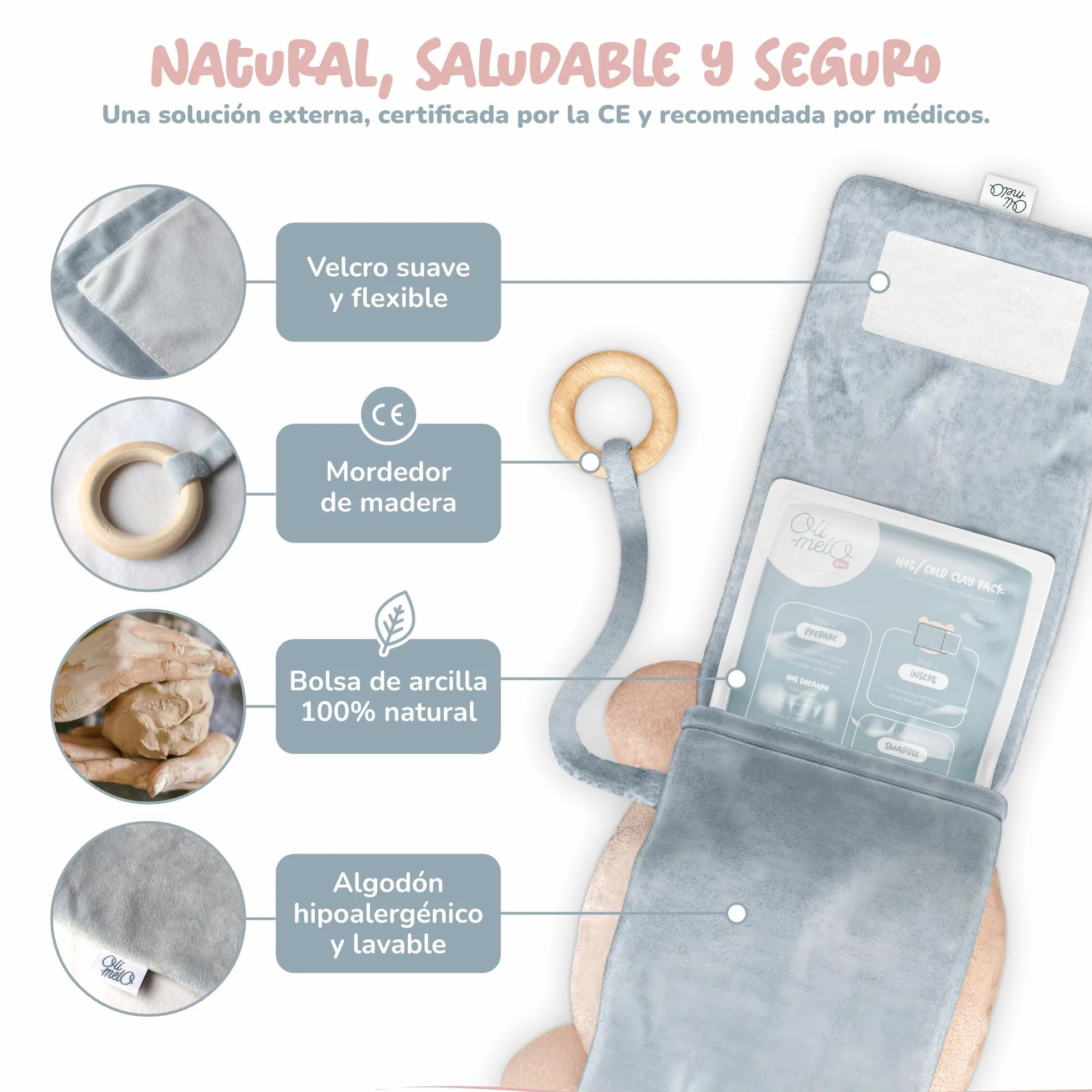 Almohadilla de Arcilla para Bebés - Alivio de Cólicos y Gases - Calor y Frío - CE Certificado