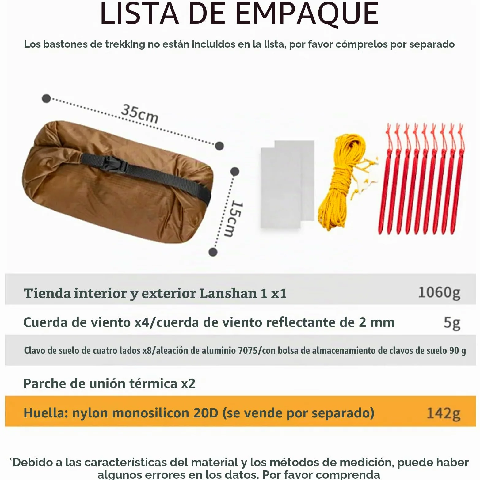 3FULGEAR Lanshan 2 - Tienda de campaña Ultraligera para 2 Personas, 3/4 Estaciones, 15D Silnylon sin Varilla, para Camping, Senderismo y montañismo