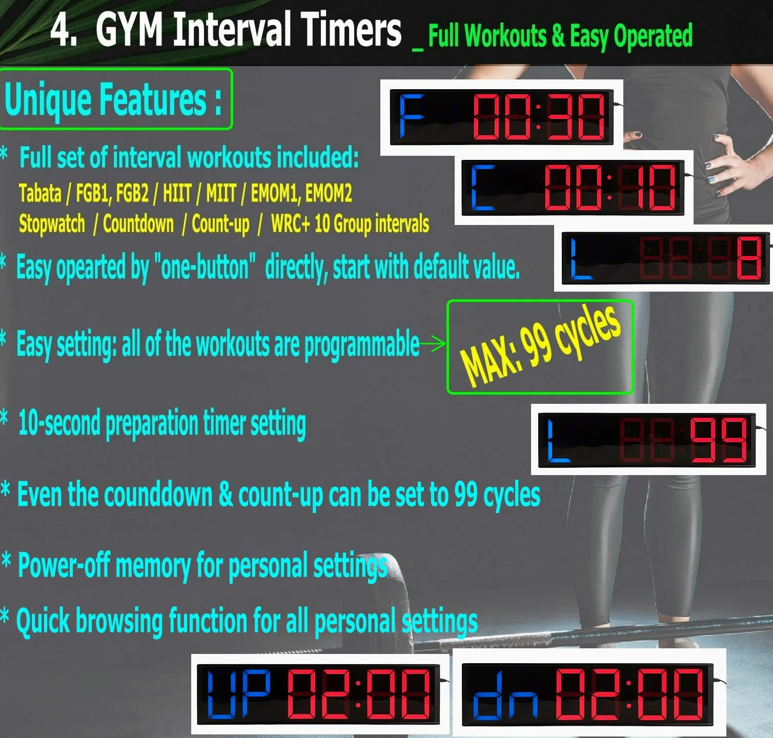 Reloj de carrera con trípode de 5.6 pulgadas, temporizador de carreras, reloj digital de cuenta regresiva, con temporizadores de entrenamiento de intervalos de gimnasio, cronómetro, para