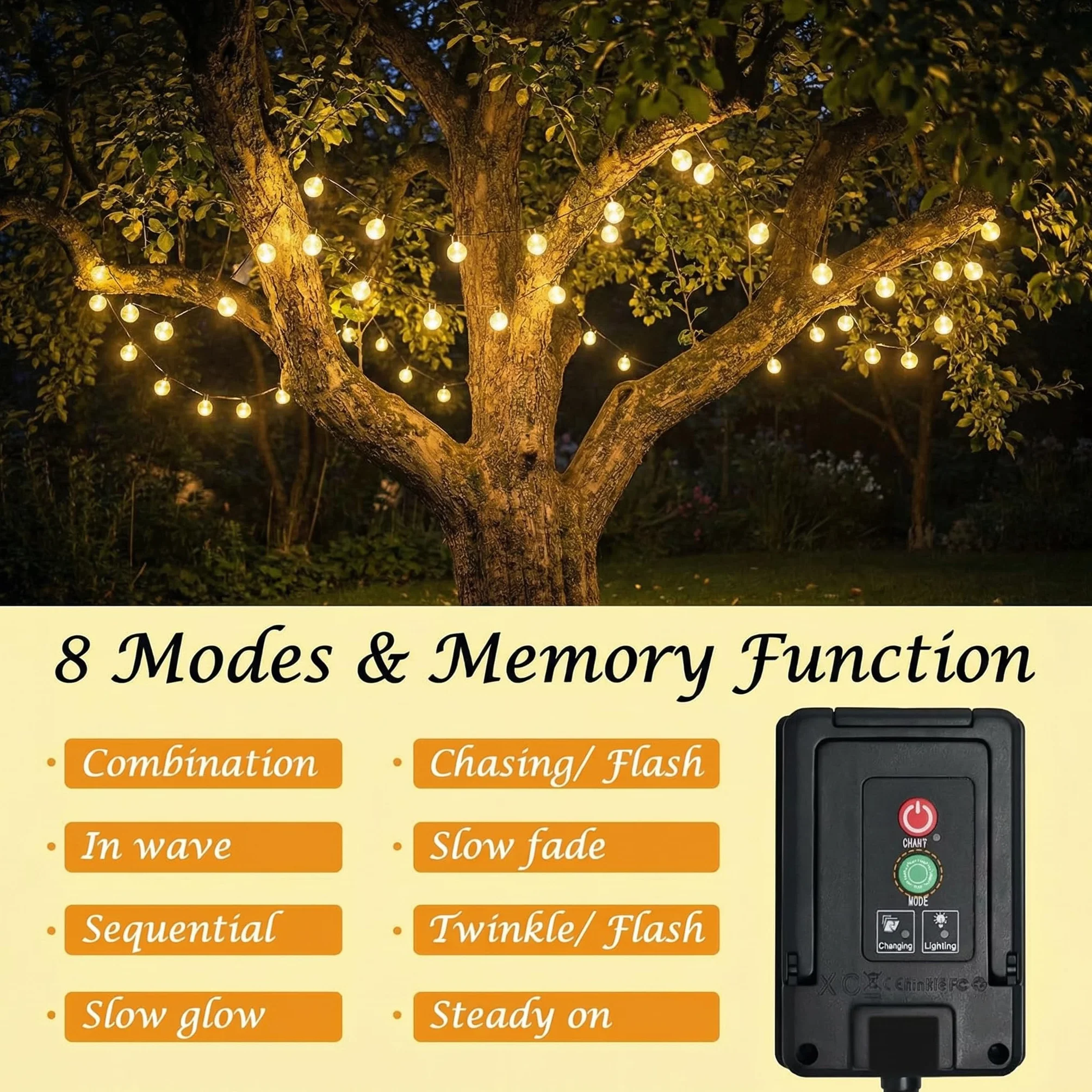 Guirnalda solar exterior 8m 40 LED bolas de cristal IP65 blanco cálido