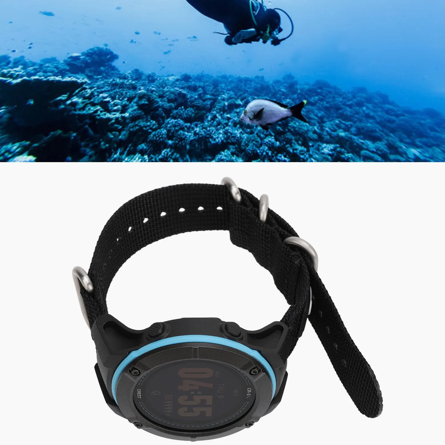 Reloj de Buceo con Computadora K1 Glass 316 Acero Inoxidable LED Bluetooth Reloj de Buceo Multifuncional para bajo el Agua 100 M de Profundidad Negro