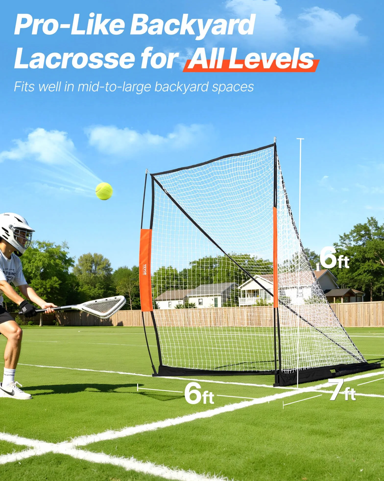 VEVOR Portería de lacrosse, red de lacrosse, portería de lacrosse portátil con bolsa de transporte, red de lacrosse de hockey con cobertura extendida, juego completo de accesorios de entrenamiento