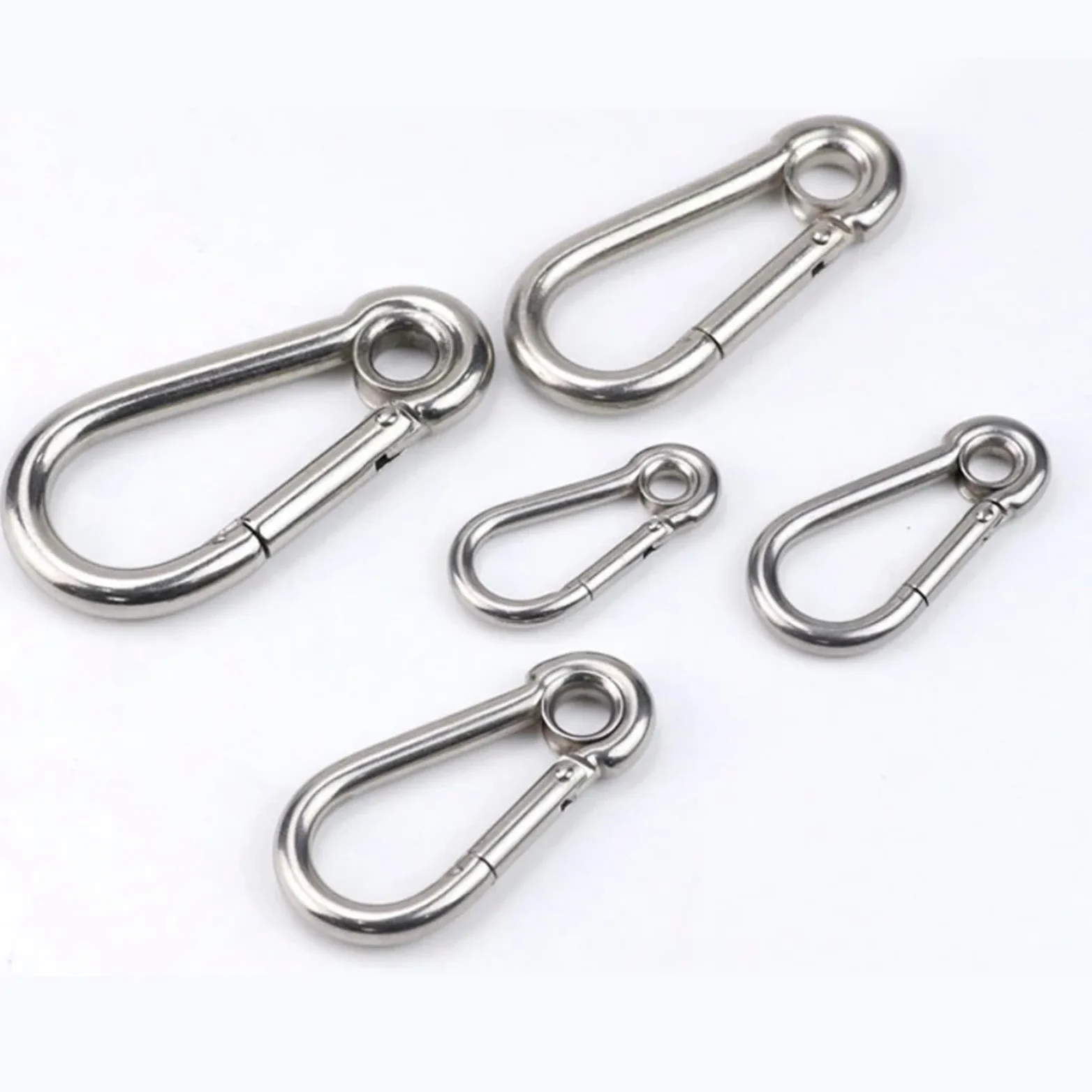 Mosquetones Pequeños Mosquetón de Acero Inoxidable 304, mosquetón con Ojal, Hebilla de Resorte, Llavero M4 M5 M6 M7 M8 M9 M10 M11 M12(M11,10PCS)