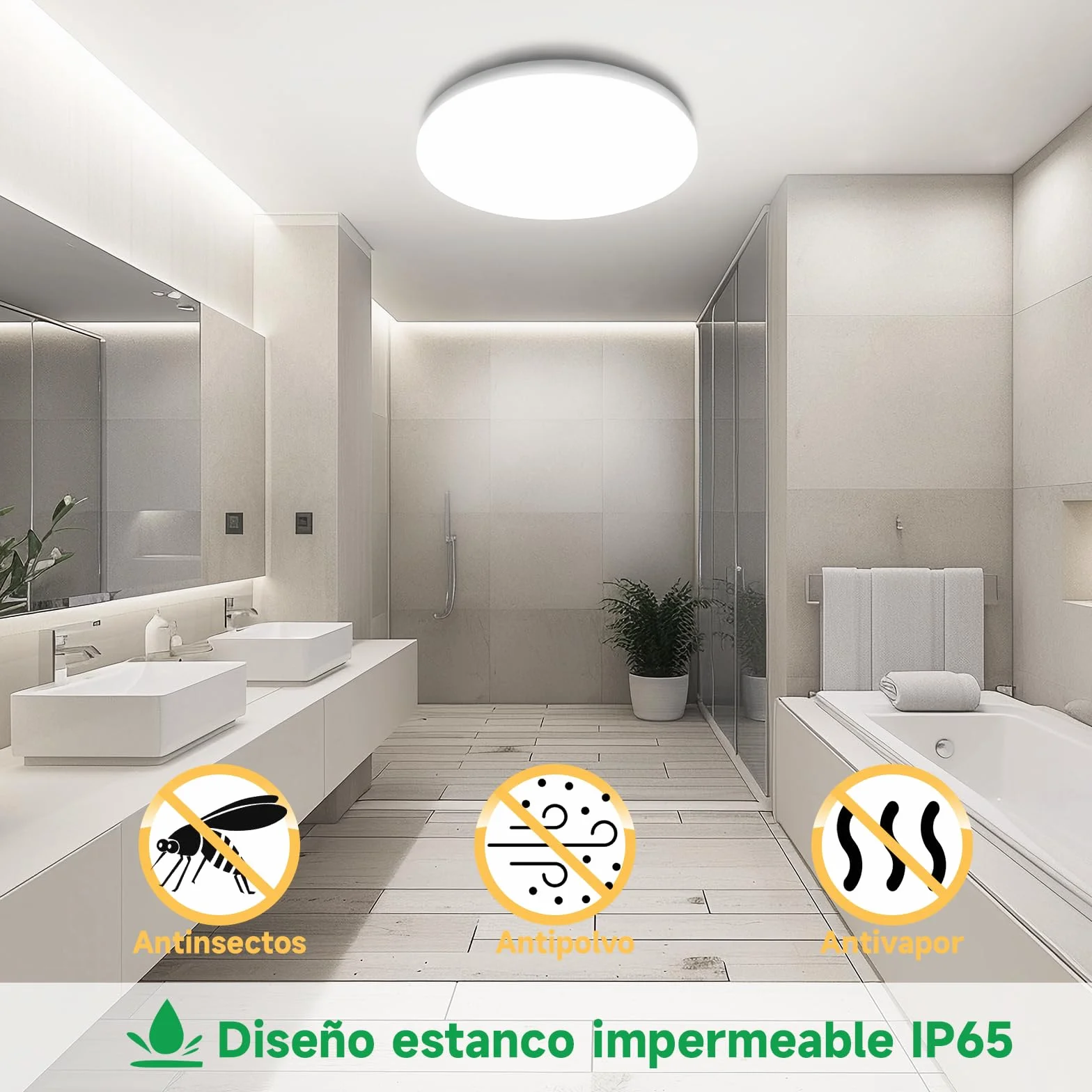 Plafoniera LED IP65 22W 3080lm 4000K Ø28cm Blanco Día