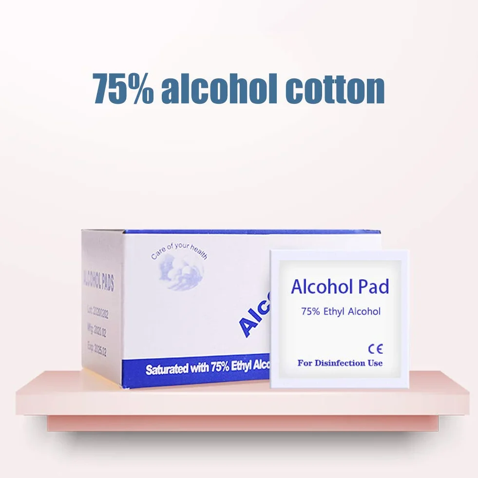 Toallitas Húmedas Desinfectantes con Alcohol 75%, Almohadilla No Tejida, Suave y Absorbente para Primeros Auxilios