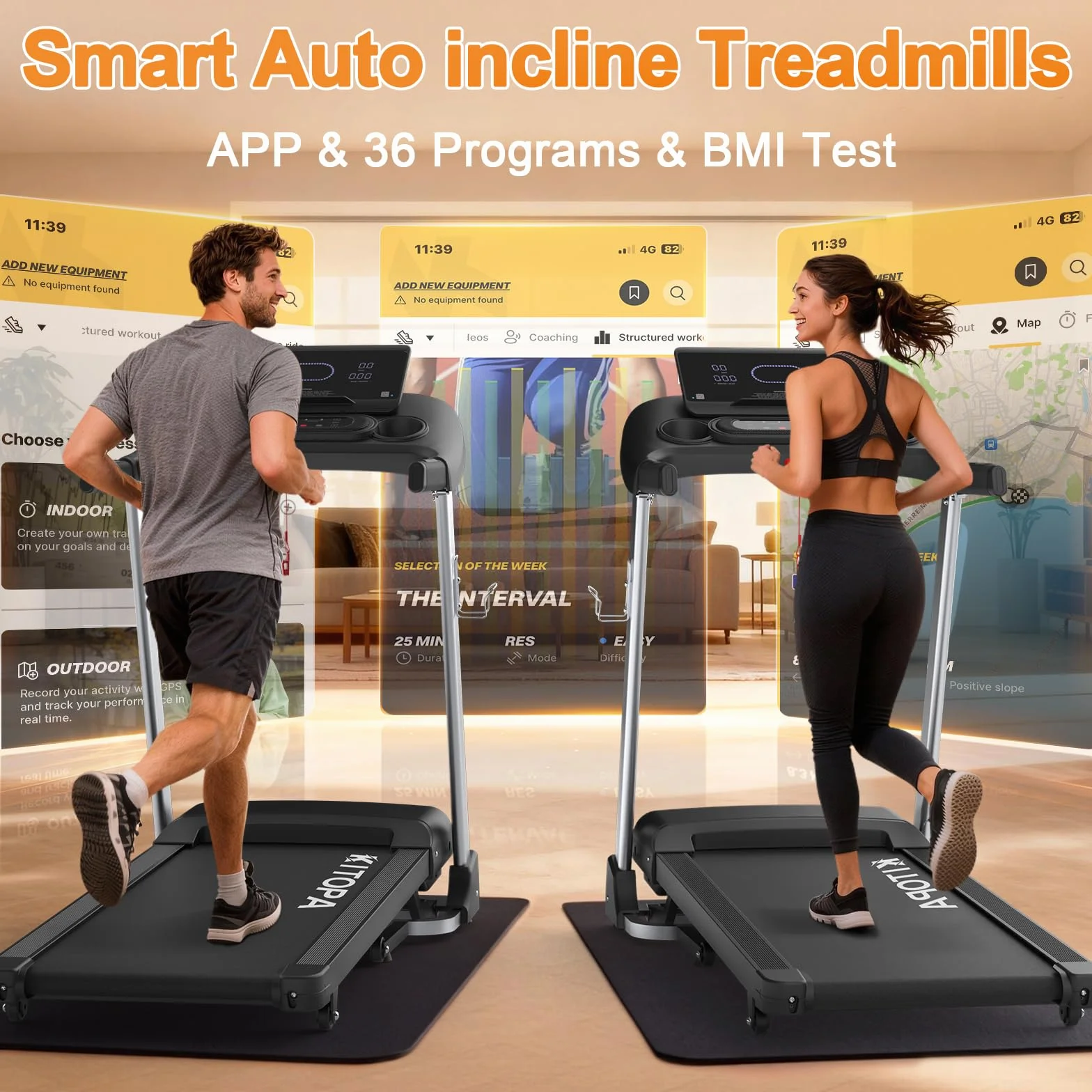 Kitopa Cinta de Correr Profesional Plegable de 7 CV con Niveles de inclinación del 18%, 20 KM/H (12 MP/H), Compatible con App, Capacidad de Peso 180 kg, Pantalla LED, Sensor de