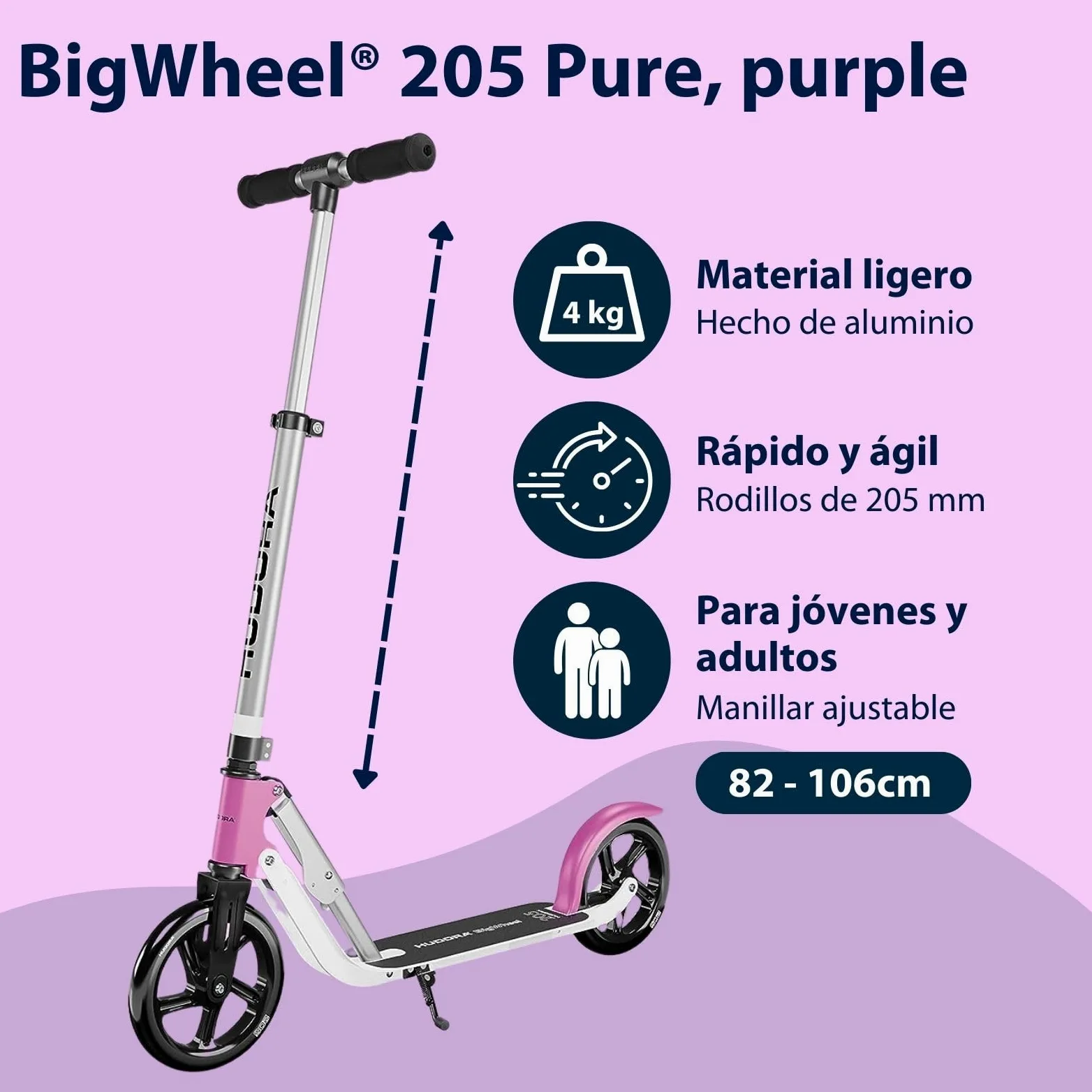 Hudora Bigwheel 205 Pure Patinete Unisex Adulto