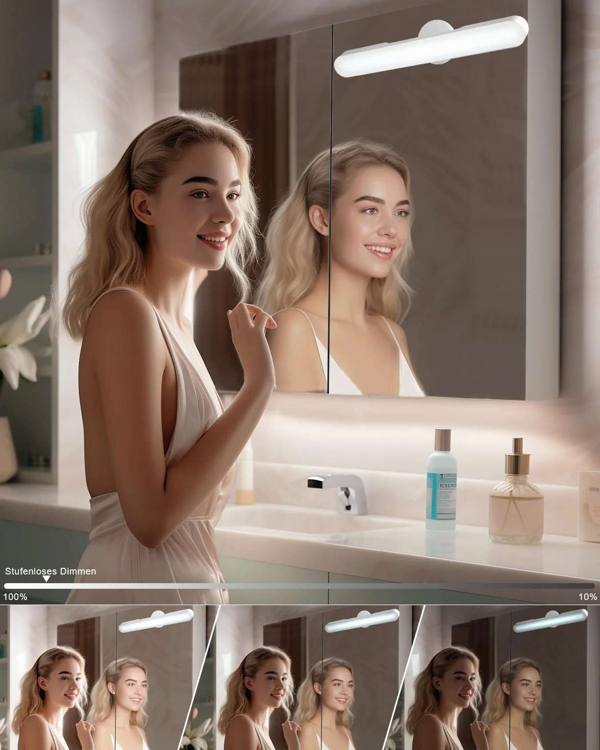 Iluminación LED de Maquillaje Recargable 4000 mAh Regulable para Lámpara de Tocador, Rotación 360°