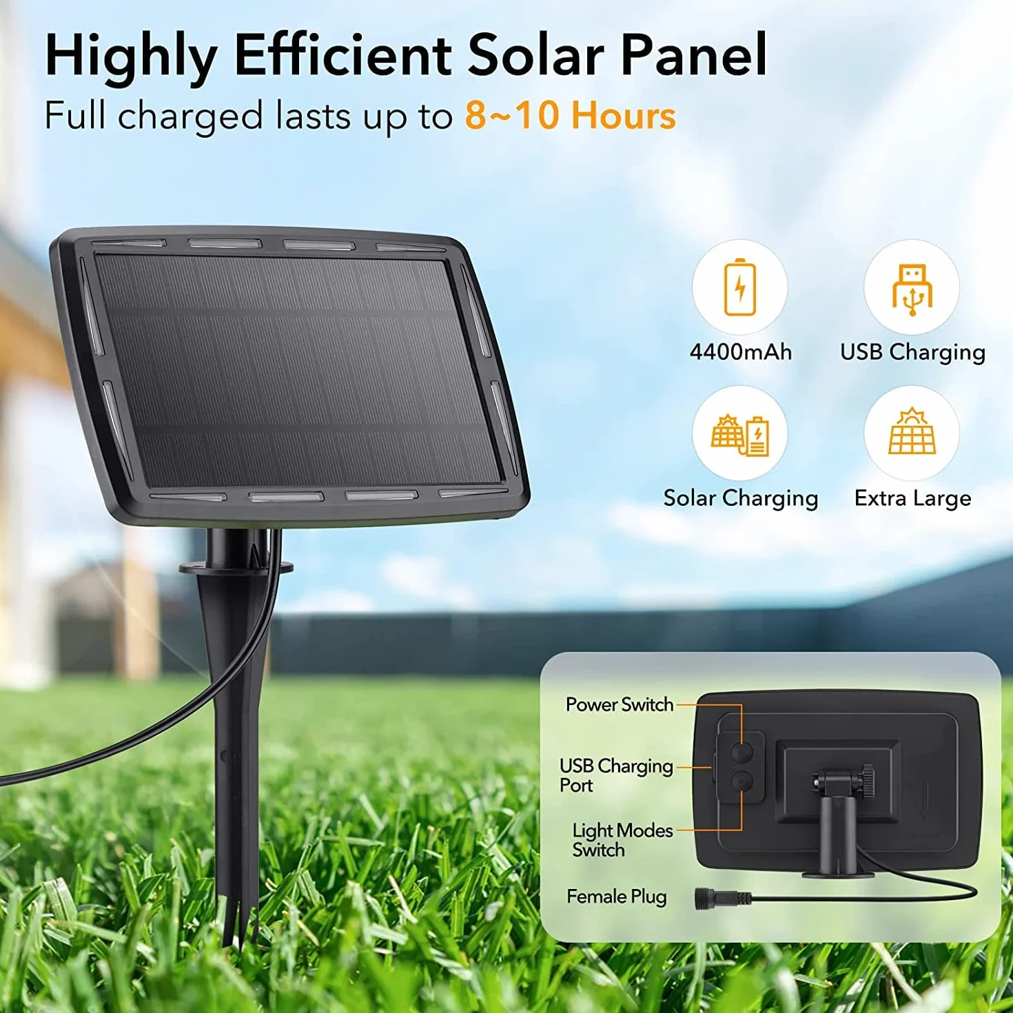 Joomer Luces Solares LED Exterior Jardin USB Recargable 15,6M Guirnaldas 25+2 G40 Bombillas 4 Modos Blanco Cálido Impermeable