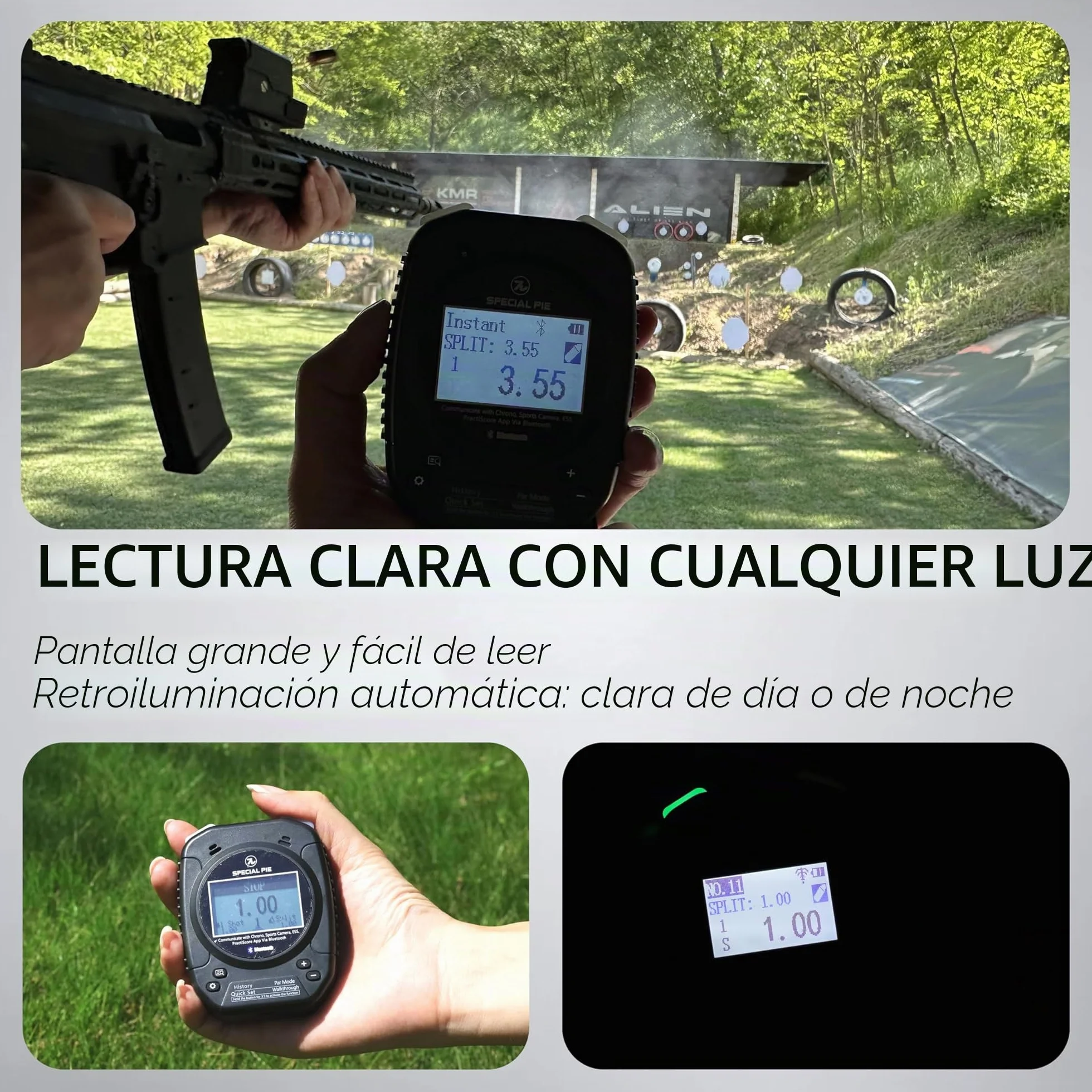 Shot Timer de Tiro – Shooting Timer para Entrenamiento y Competición, Compatible con USPSA, IPSC, IDPA, Steel Challenge, PRS & CAS (Negro)