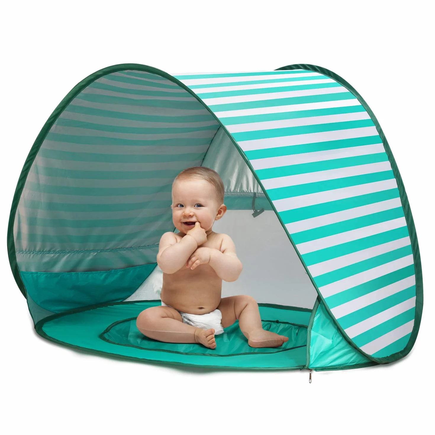 Tienda de Playa Bebé Pop-up con Piscina, Protección UV 50+, Carpa Plegable 120x80x70 cm