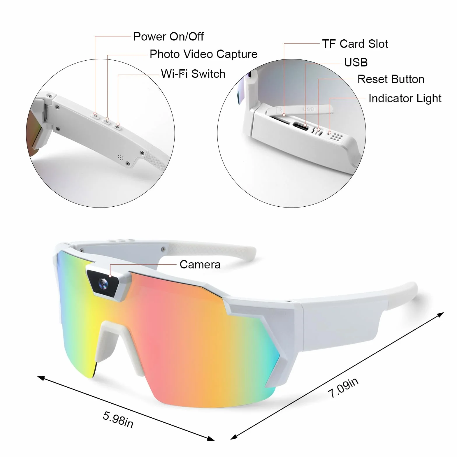LiveOnce Gafas de grabación de video con cámara, gafas de sol inteligentes HD 1080P para deportes, ciclismo y senderismo, almacenamiento de 32 GB, micrófono integrado y lentes polarizadas (F 32 GB)