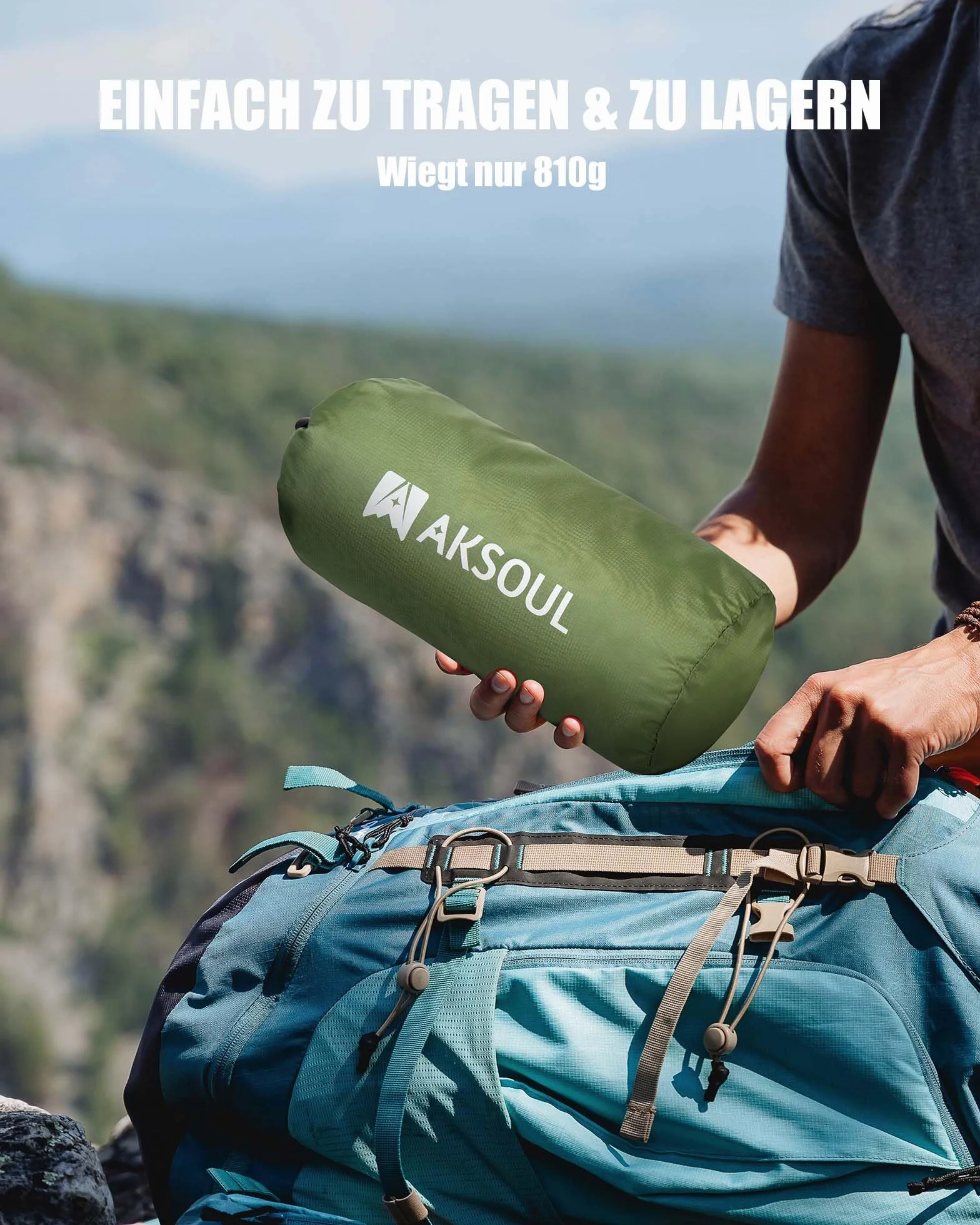 AKSOUL Colchoneta Autoinflable para Dormir para Acampar: Utraligero Esterilla Inflable Portatíl Colchón Individual, concon Bomba de Pie para Camping, Exteriores, Viaje
