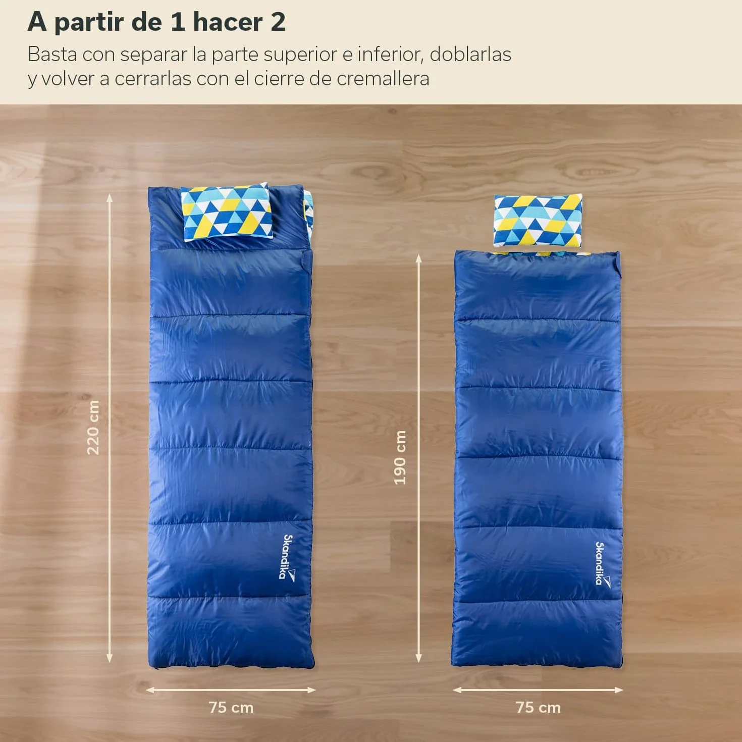 Skandika Iceland Saco de Dormir Doble de Franela XXL| con Forro de algodón para Adultos, Separable, hasta 0°C, 220 x 150 cm | Invierno Camping Senderismo