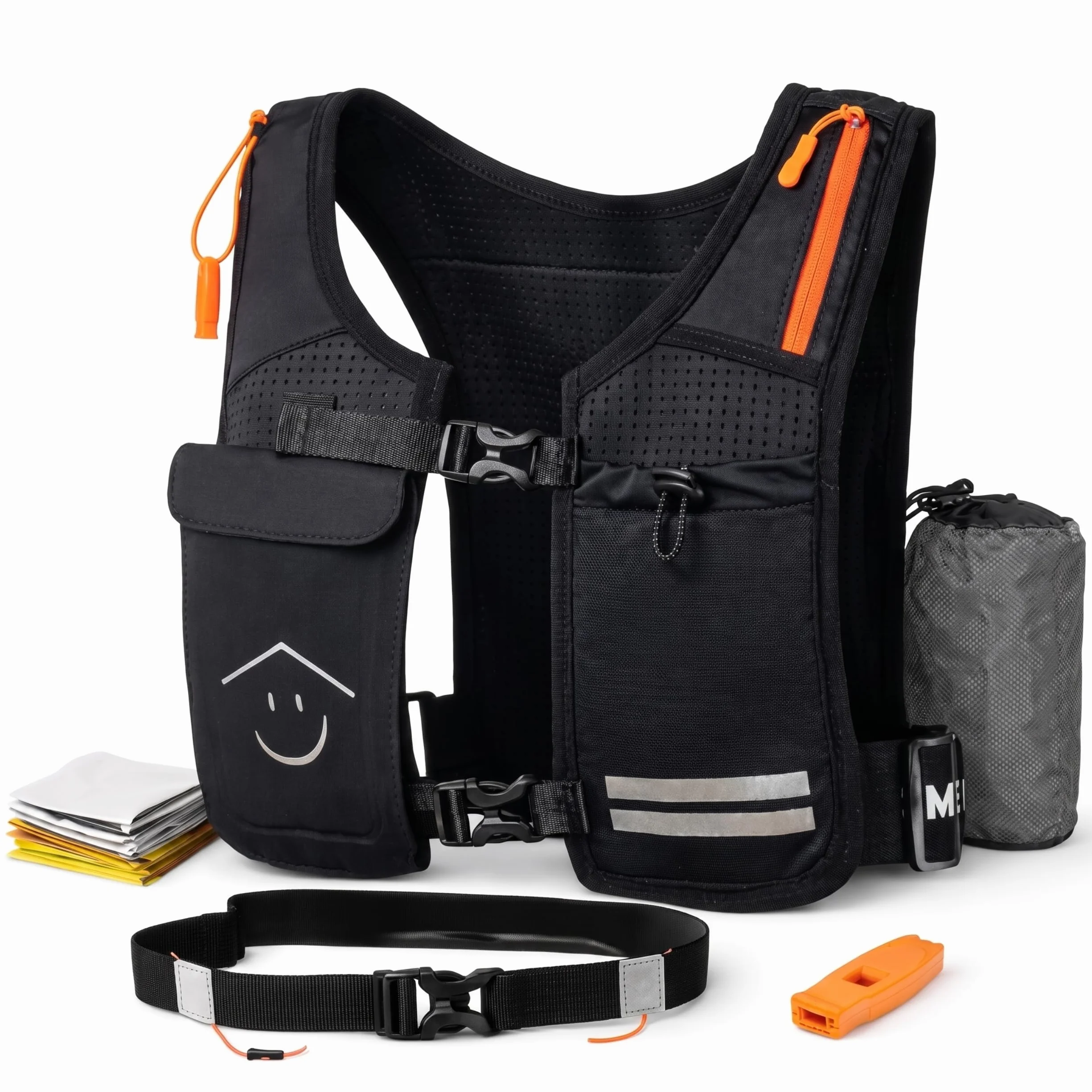 Chaleco Running Seguridad Hombre Mujer Ligero Sin Rebote 7 Bolsillos Transpirable Reflectante