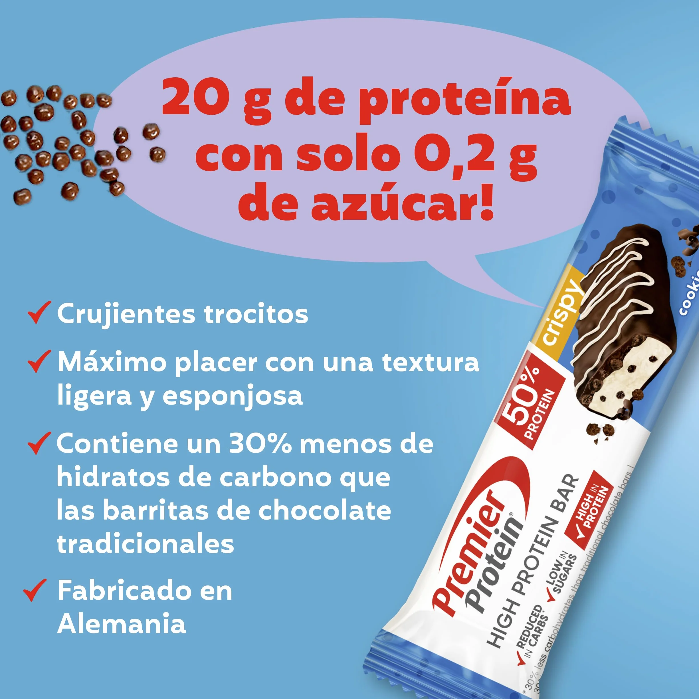 Premier Protein High Protein Bar 50%+Crispy Cookie 16x40g