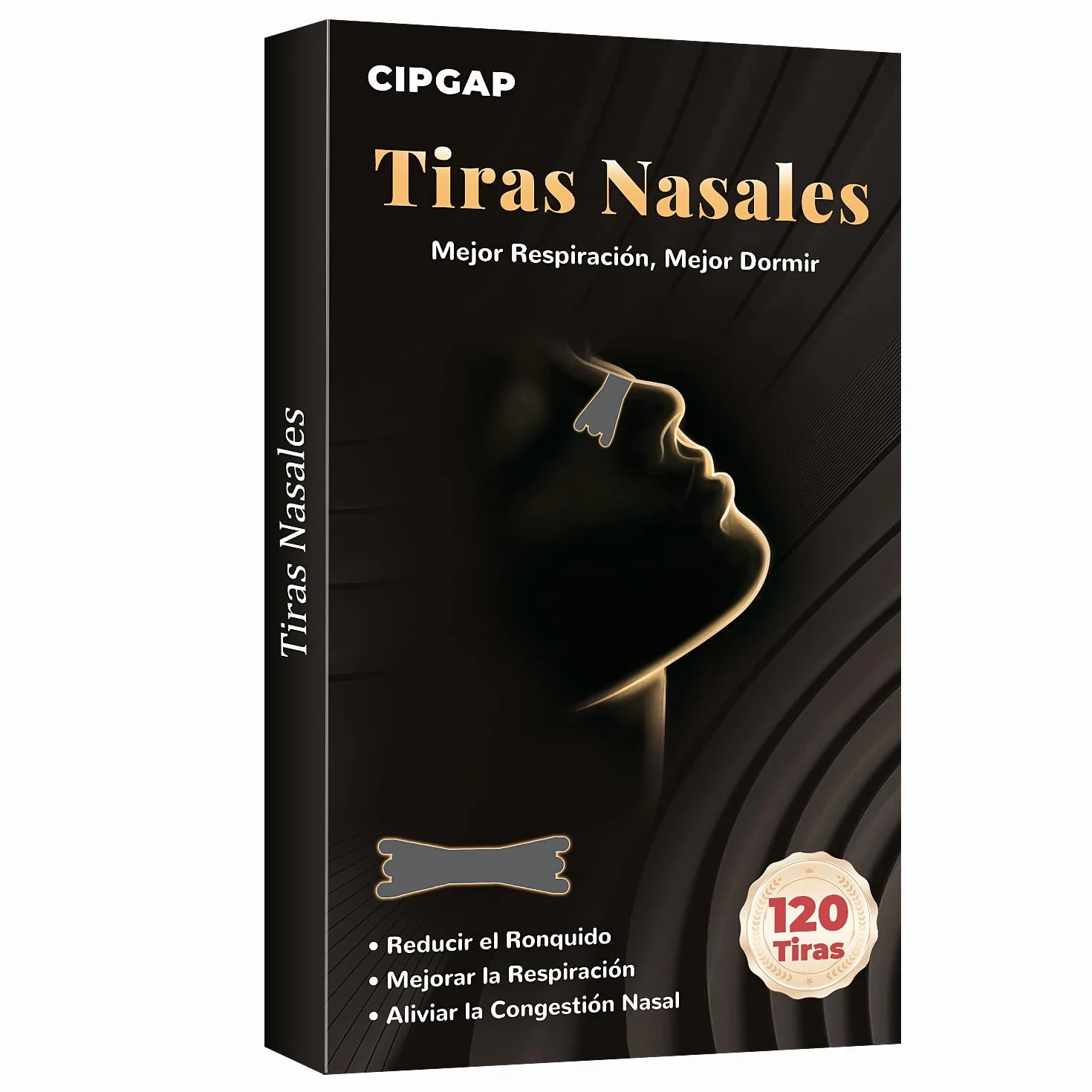 Tiras Nasales Antironquidos, Nasal Strips Dormir, Nose Strips Deportivas, 120 Pcs (Negro)