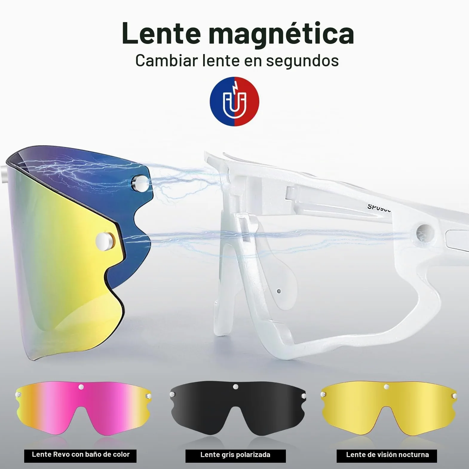 Odoland Gafas de Sol Deportivas Magnéticas Gafas de Sol Polarizadas con Lente Polarizada Reemplazable para Hombres Mujeres Adultos Correr Gafas de Sol Protección UV400