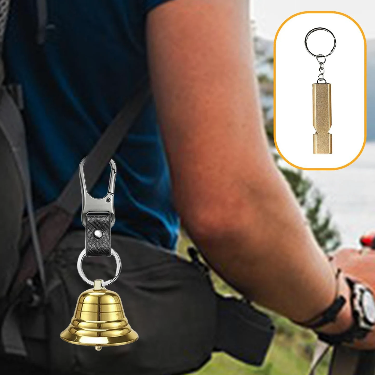 Juego de Campanillas para Animales, Equipo de Senderismo, Accesorios para Actividades Al Aire Libre, Silbato de Emergencia Fácil de Usar, Esencial Par