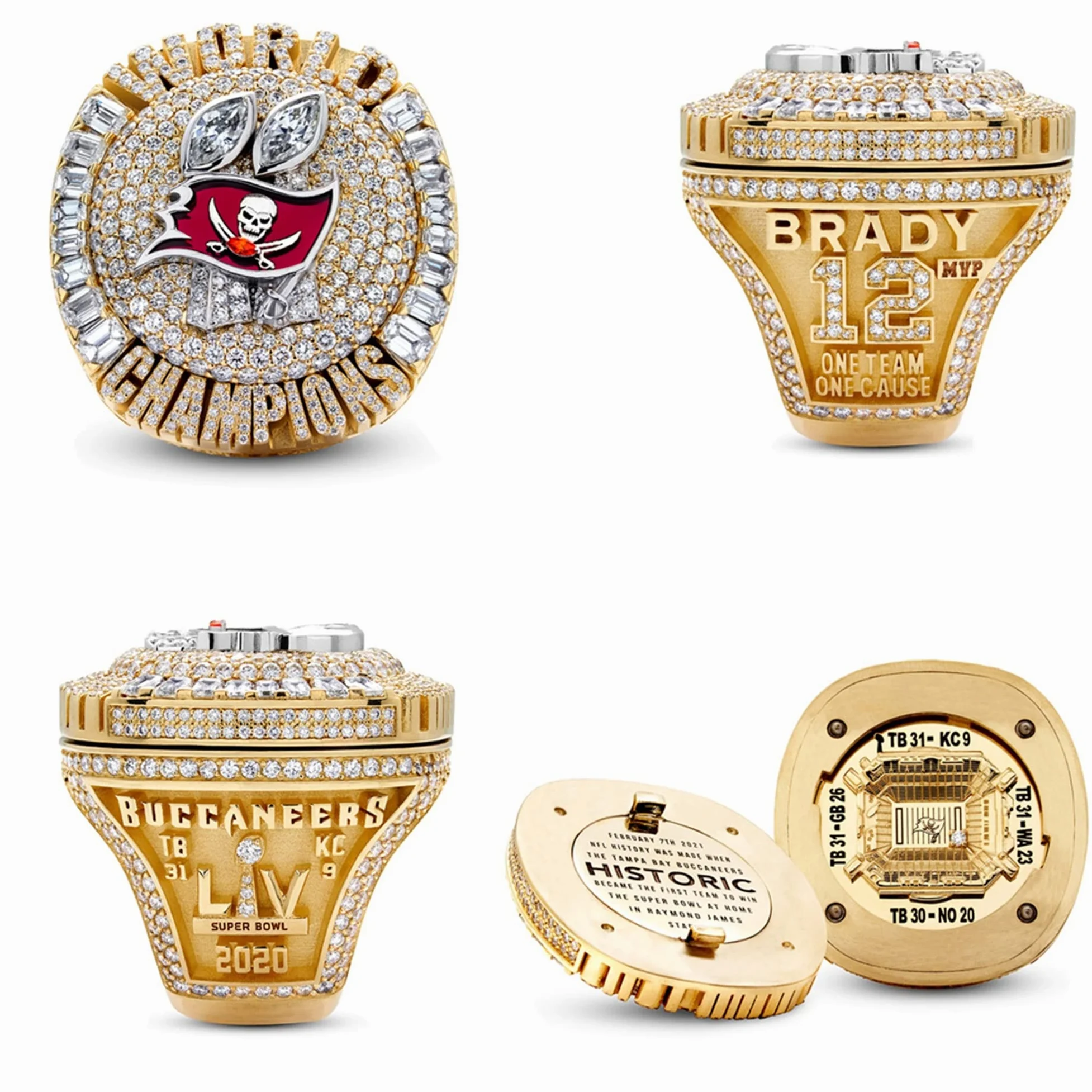 Q&N Tampa Bay Championship Ring 2021 NFL Super Bowl Ring Dr. Brady Replica Anillo con Caja de Exhibición