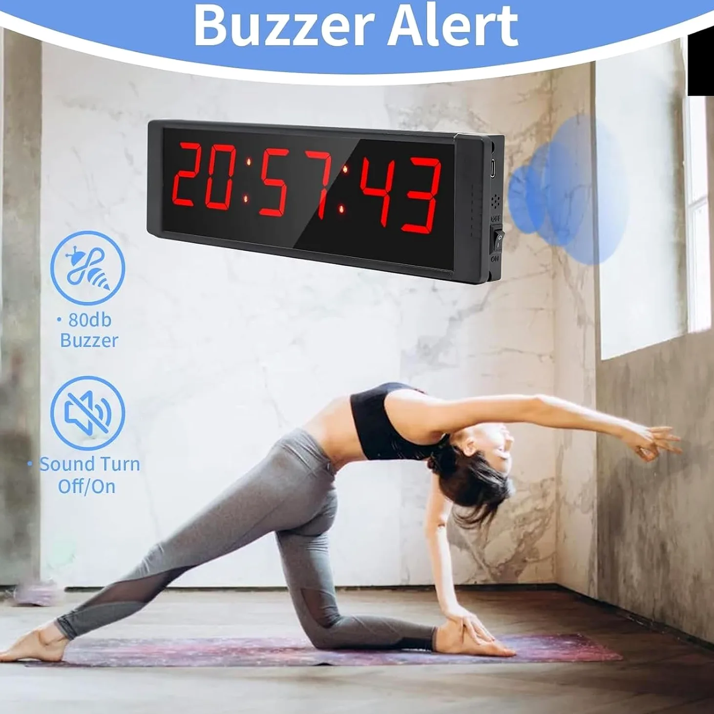 Cronómetro grande con botón de inicio/parada, temporizador digital LED con control remoto, reloj de cuenta regresiva con zumbador, reloj de gimnasio para gimnasio en casa, temporizador de