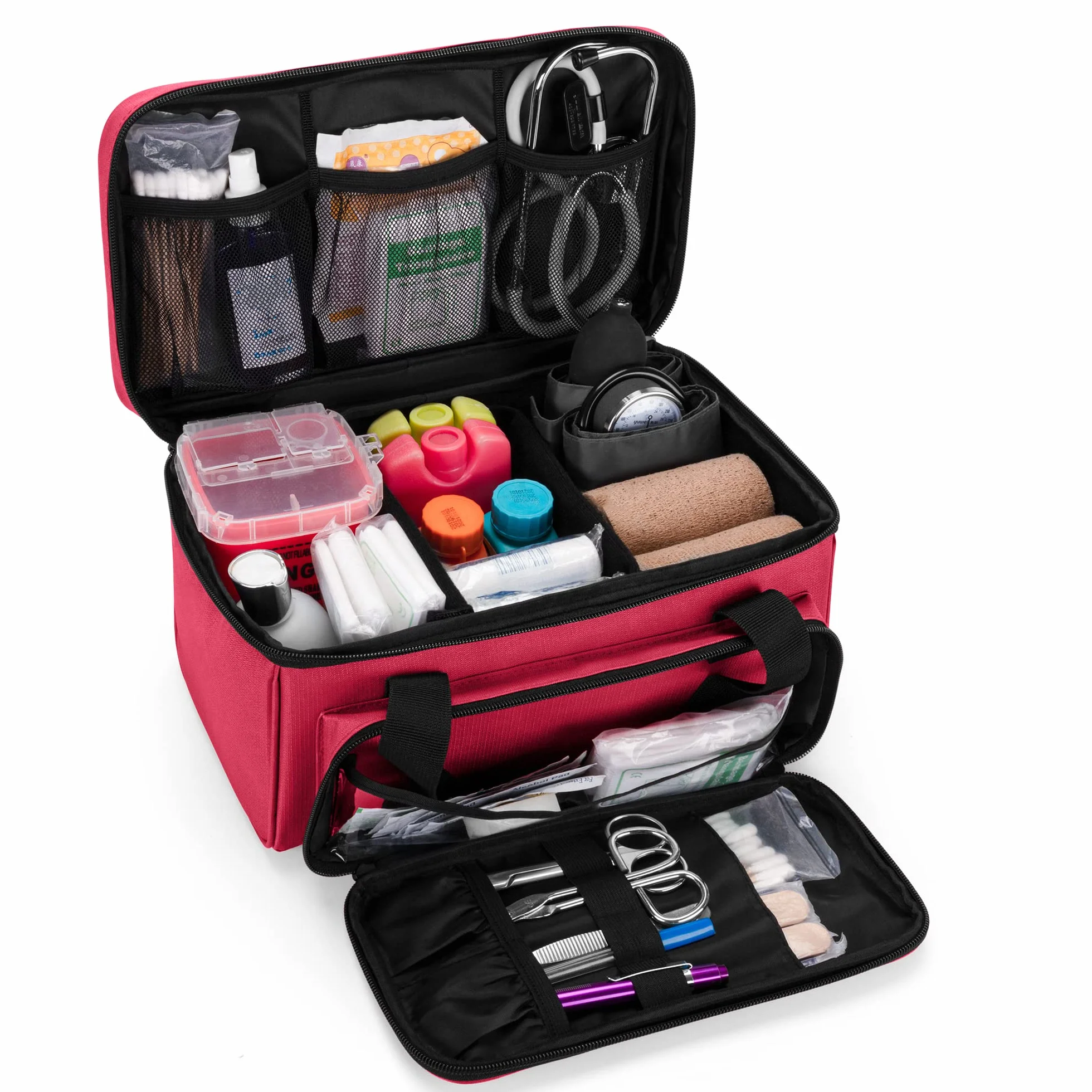 CURMIO Botiquín de Primeros Auxilios Vacío, Bolsa Médica de Emergencia Rojo