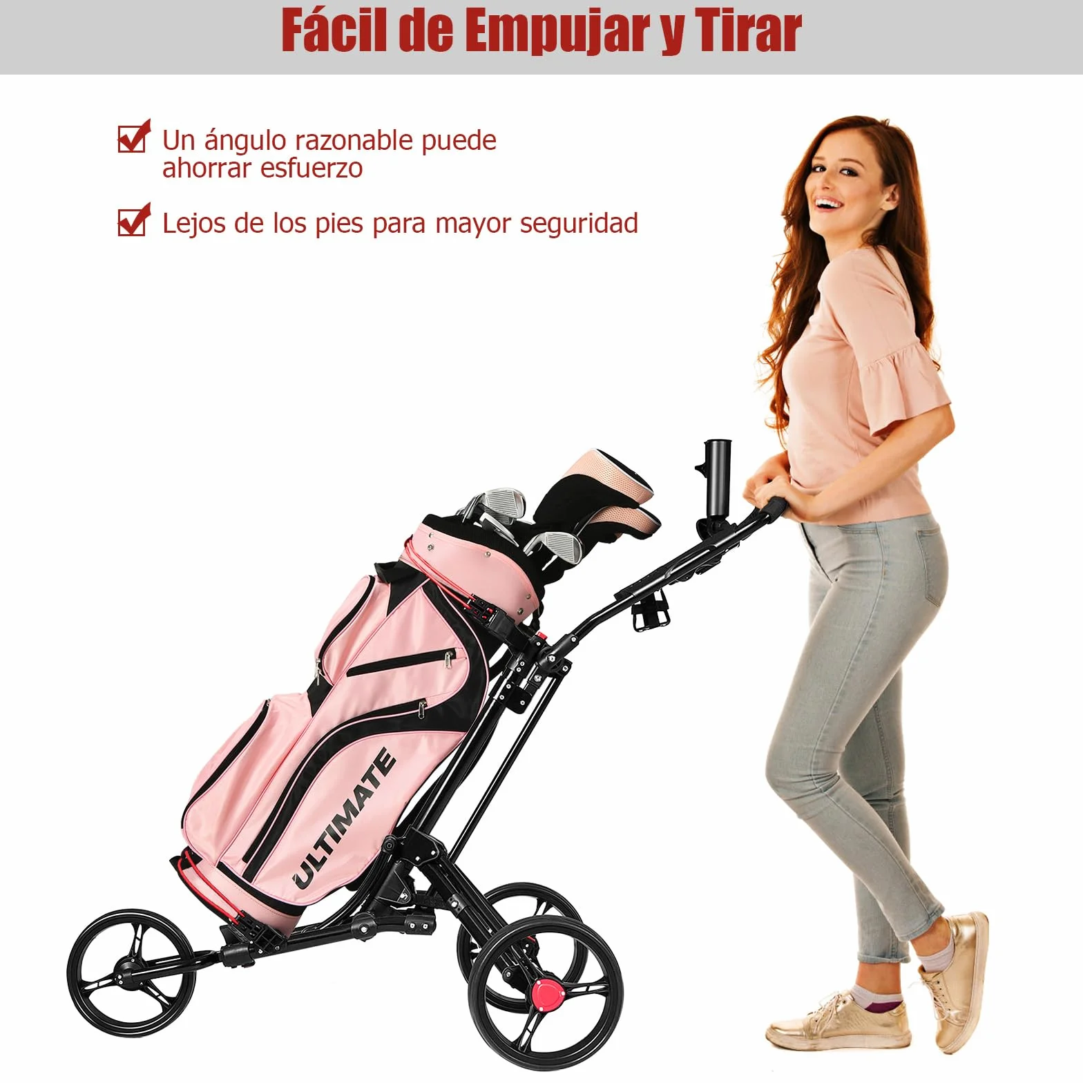 GOPLUS Wózek Golfowy Składany 3 Koła z Szybkim Mechanizmem Składania