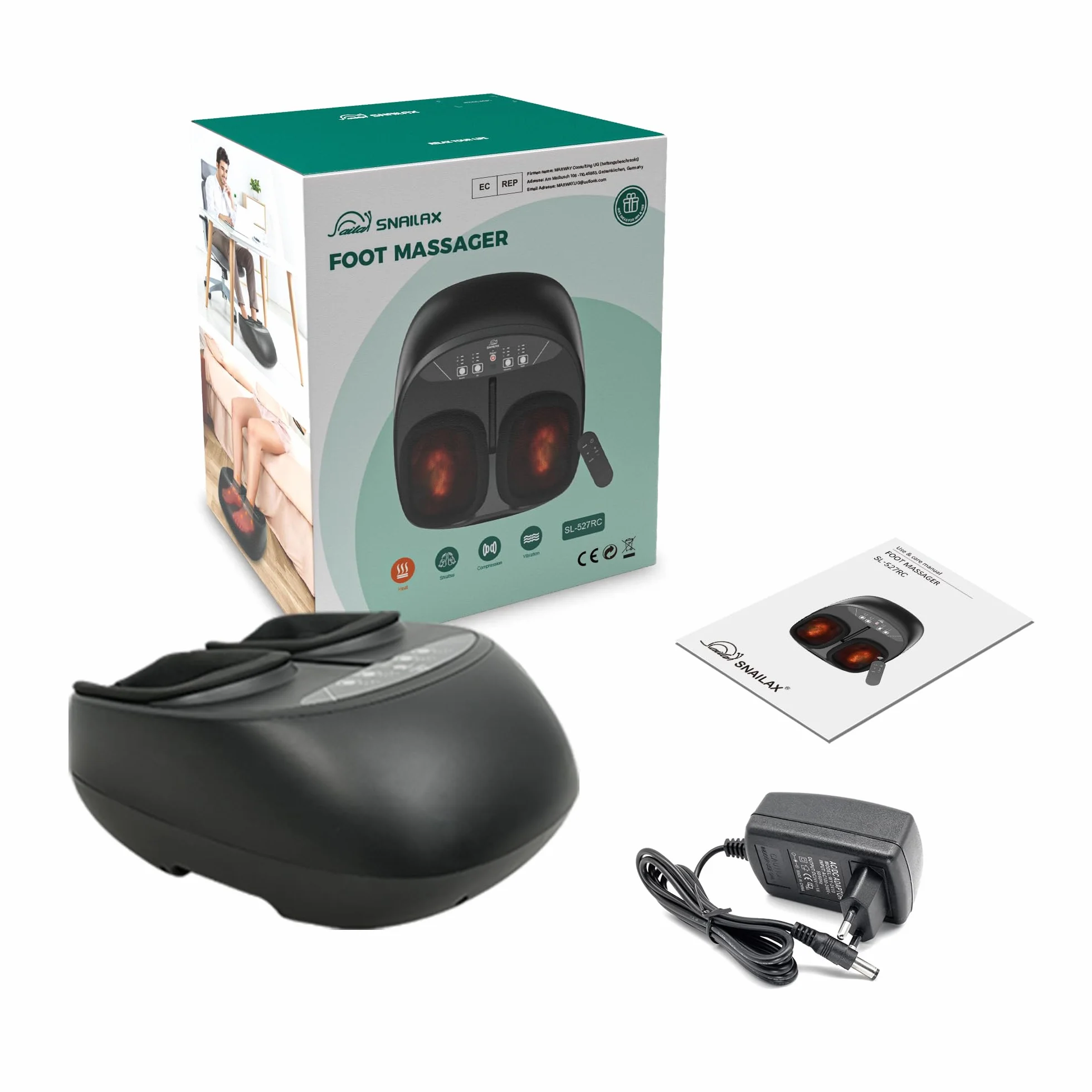 Snailax Masajeador de pies Shiatsu con calor y compresión, eléctrico con mando a distancia
