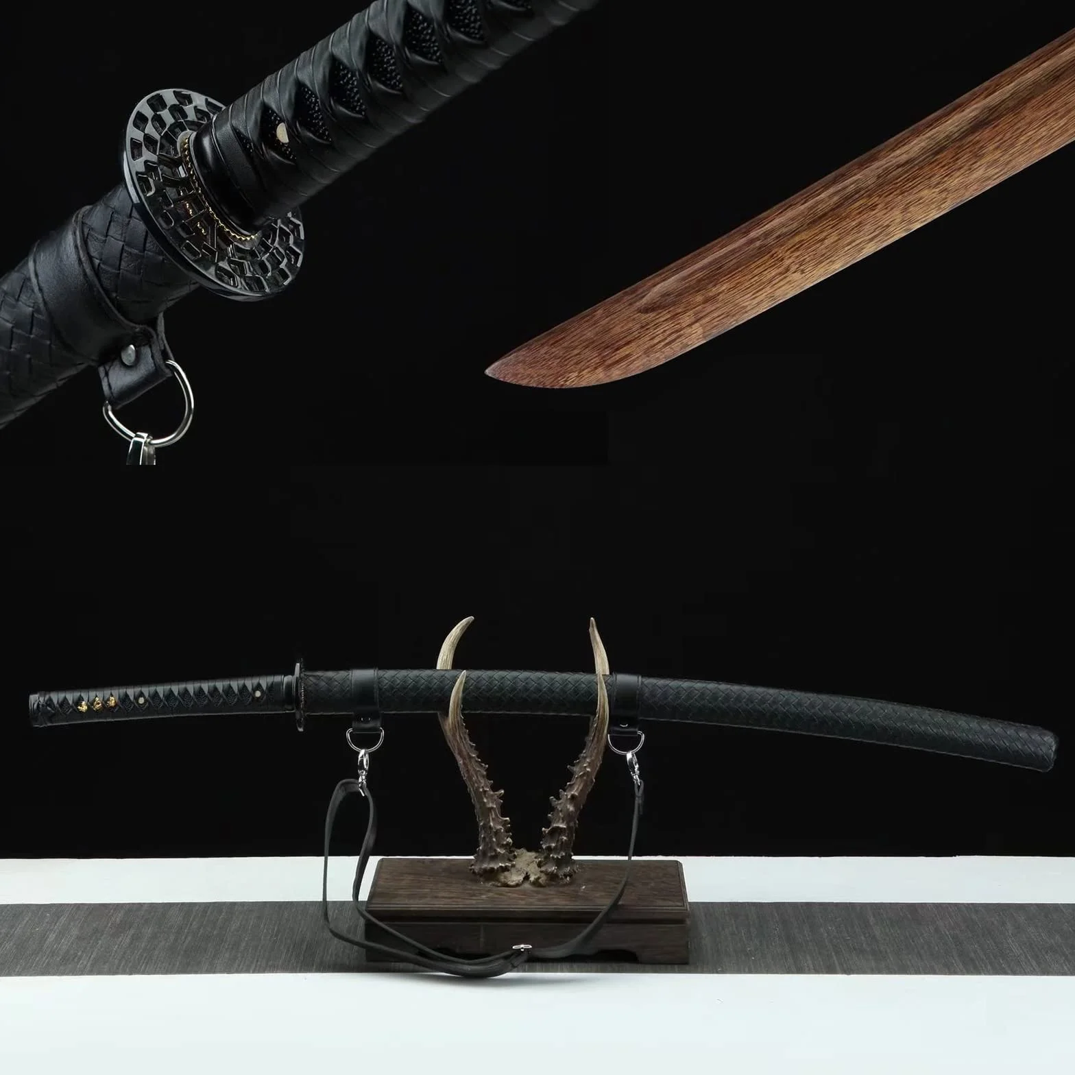 Katana De Entrenamiento Japonesa 105 cm, Espada Samurai Palisandro Natural Vaina, Bokken Hecho a Mano para Cosplay, Exhibición, Decoración Hogar, Regalo Kendo Iaido