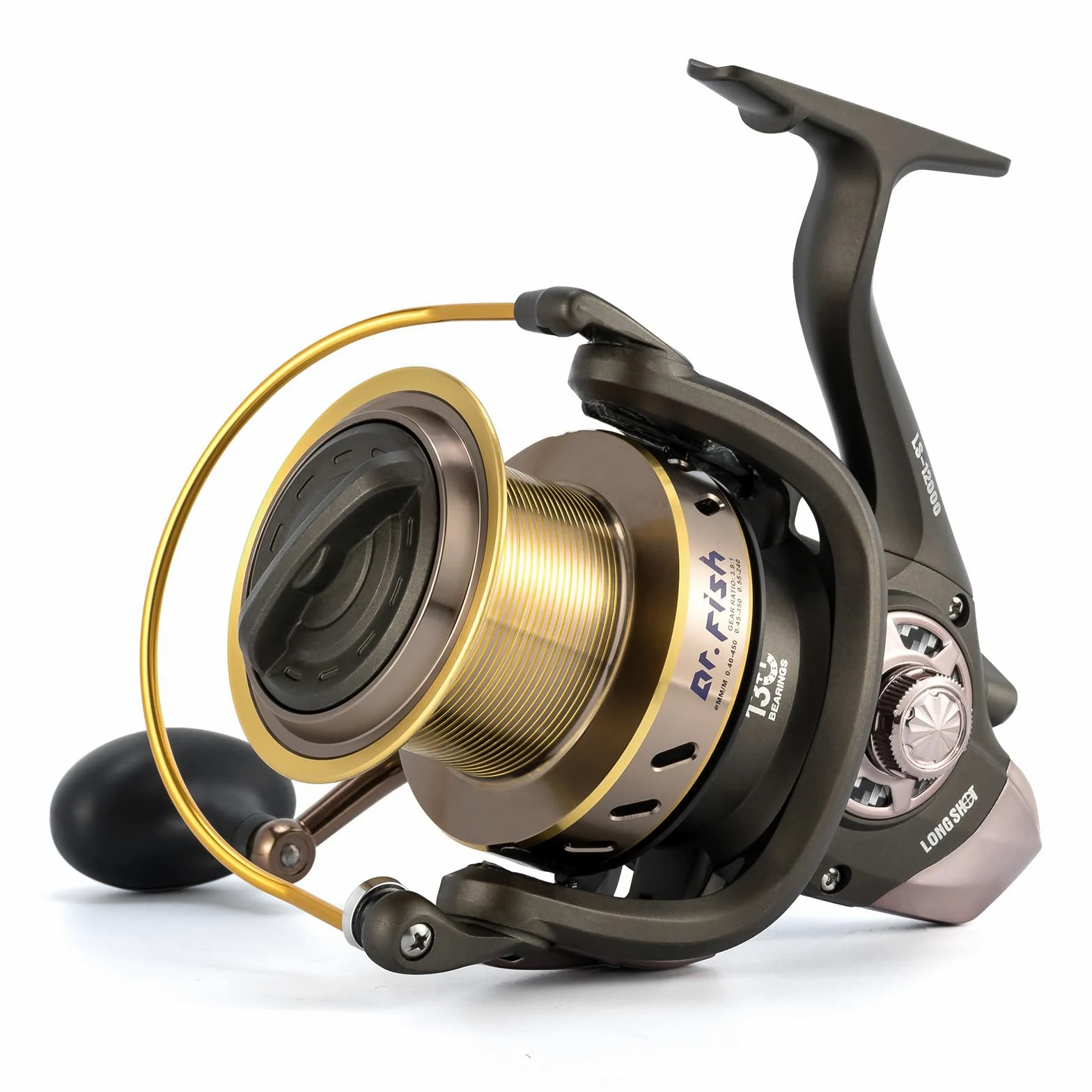 Dr. Saltwater Fish 10000/12000 - Carrete de Pesca de Surf Resistente y Largo Alcance Ultra Alta Capacidad en Alta mar 13+1BB