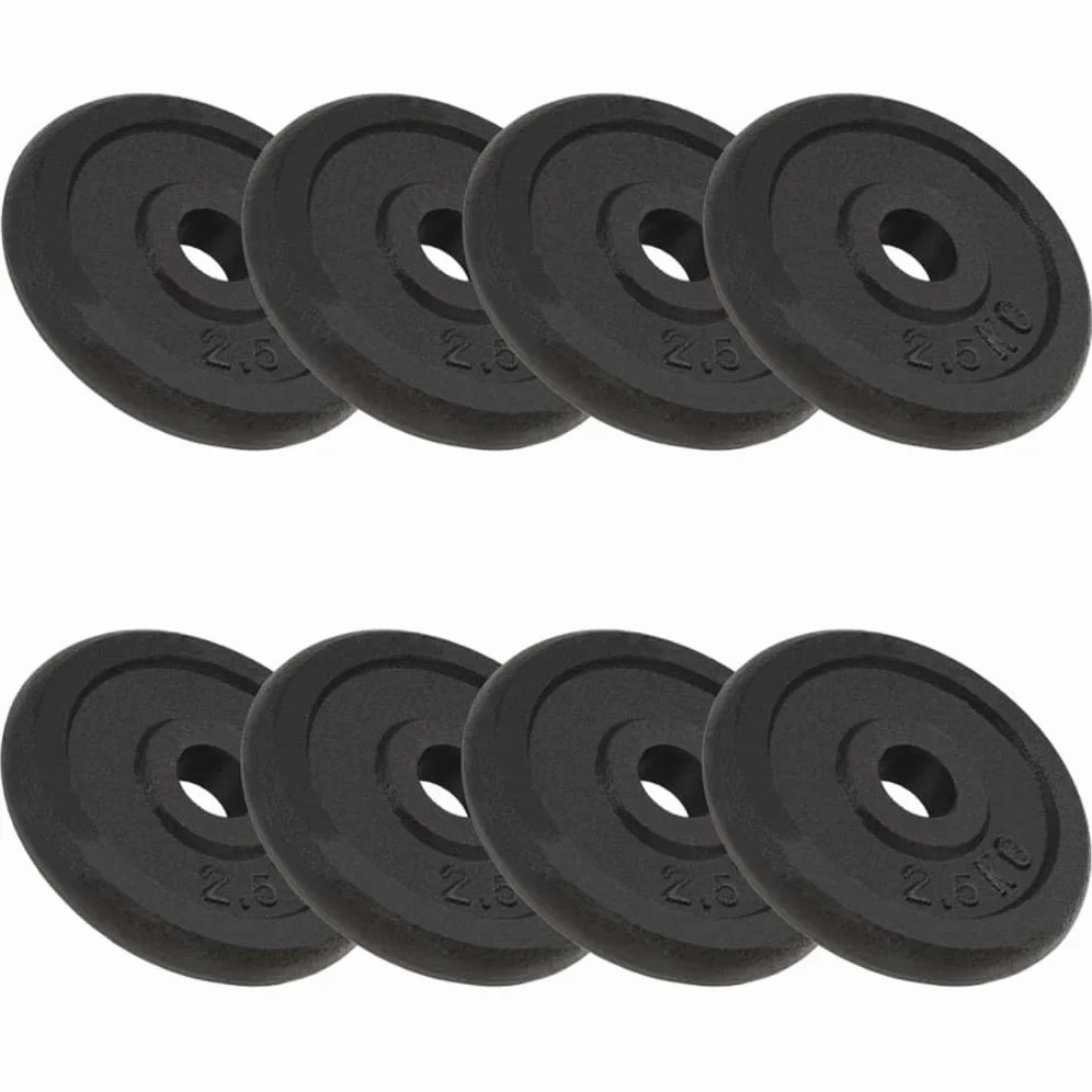 Placa de peso (8 unidades, 8 x 2,5 kg, hierro fundido, para ejercicios, gimnasia, oficina