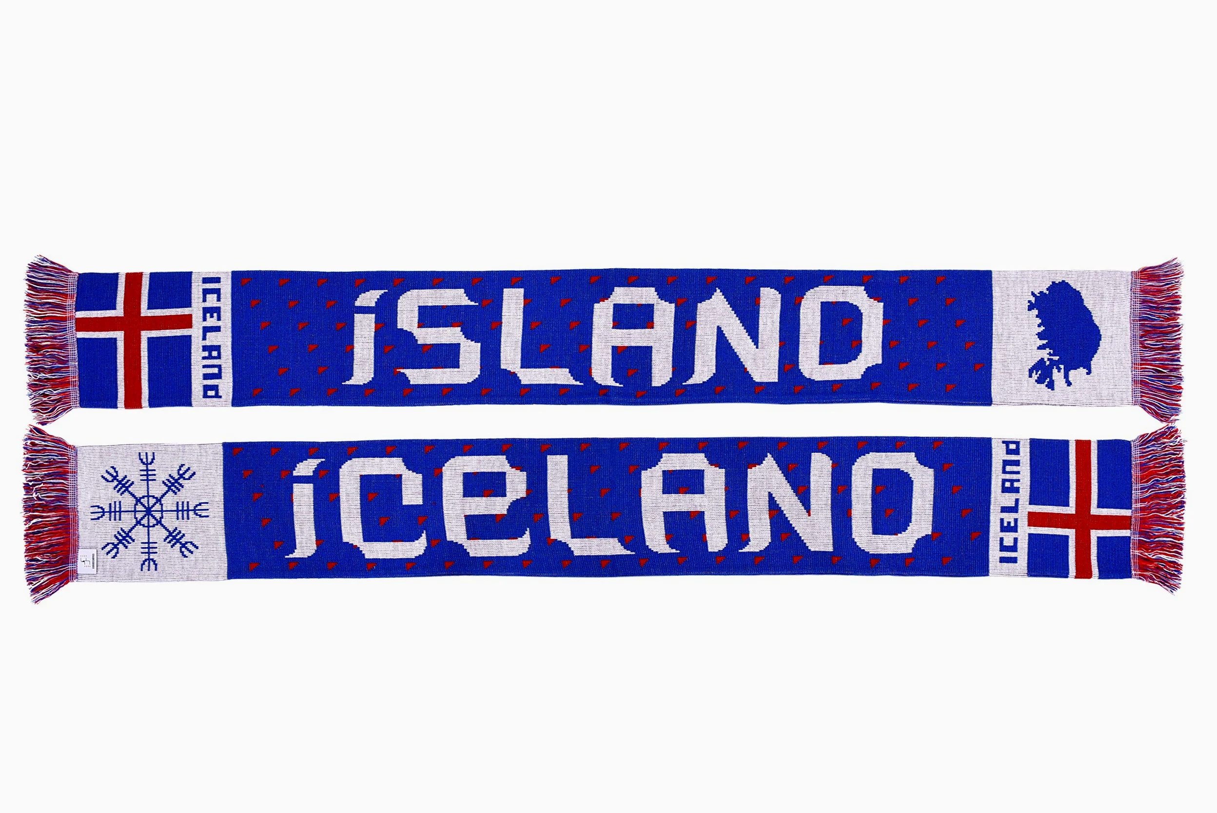 Bufanda de punto de fútbol de la isla de Islandia, Rojo/Blanco/Azul, fits all
