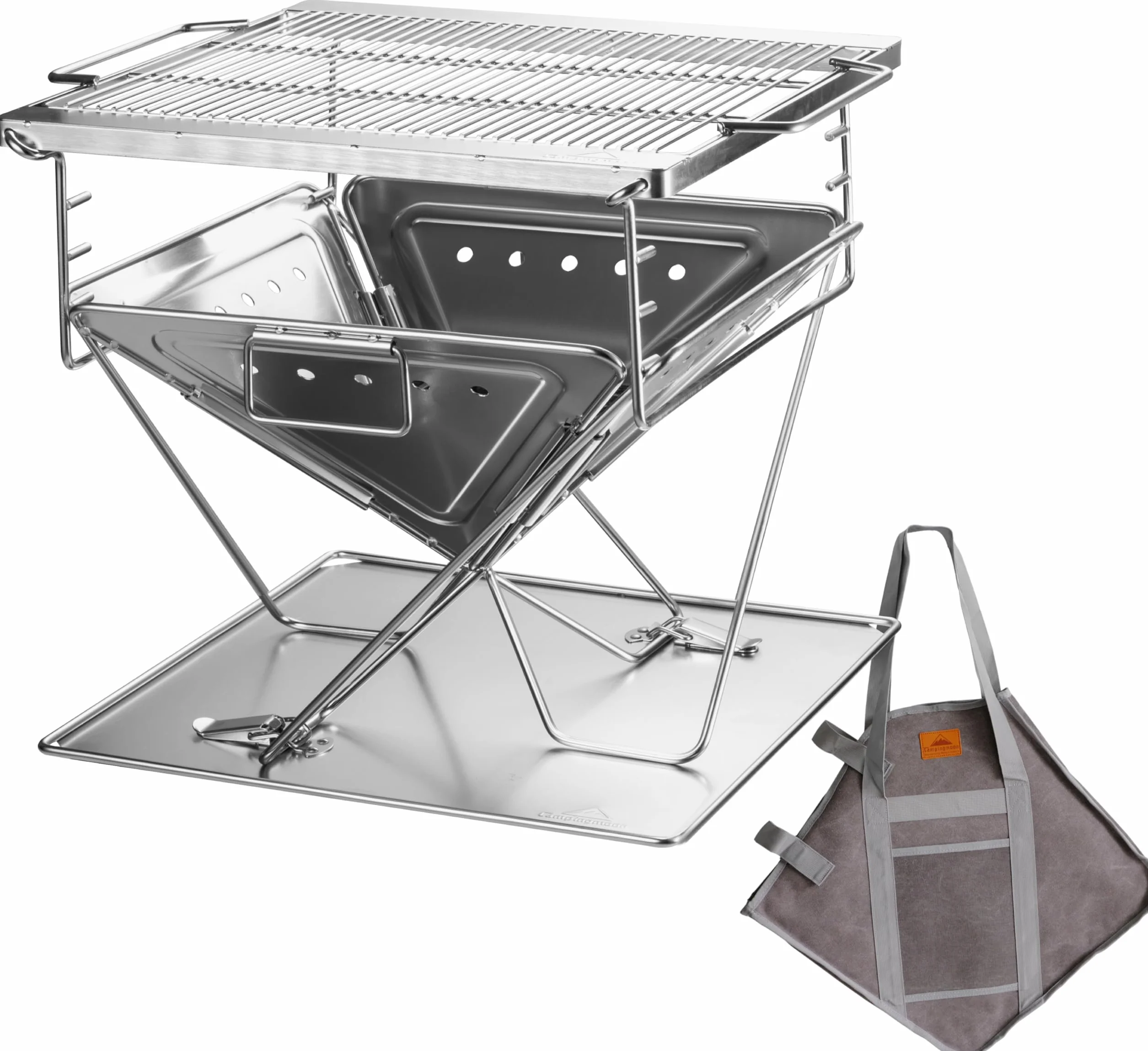 Campingmoon MT-045 - Parrilla plegable de acero inoxidable para barbacoa