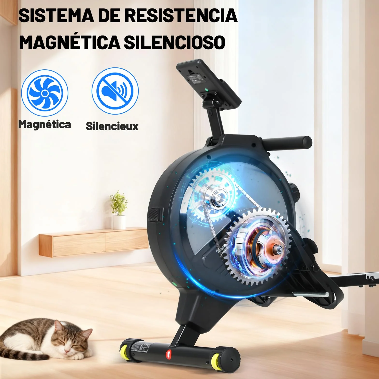 Máquina de Remo para casa, Máquina Remo casa con 16 Niveles de Resistencia, Pantalla LCD, Rowing Machine Magnético súper silenciosa, Nuevo Diseño, Mquina De Remo Profesional Gym En Casa