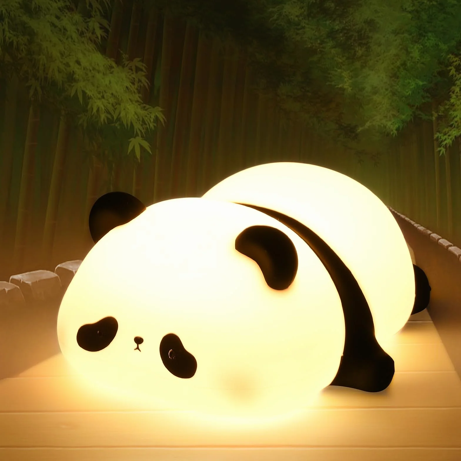 Comius Sharp Panda Luz Nocturna Infantil, Lampara Bebe Noche Silicona Suave Sensor Tactil