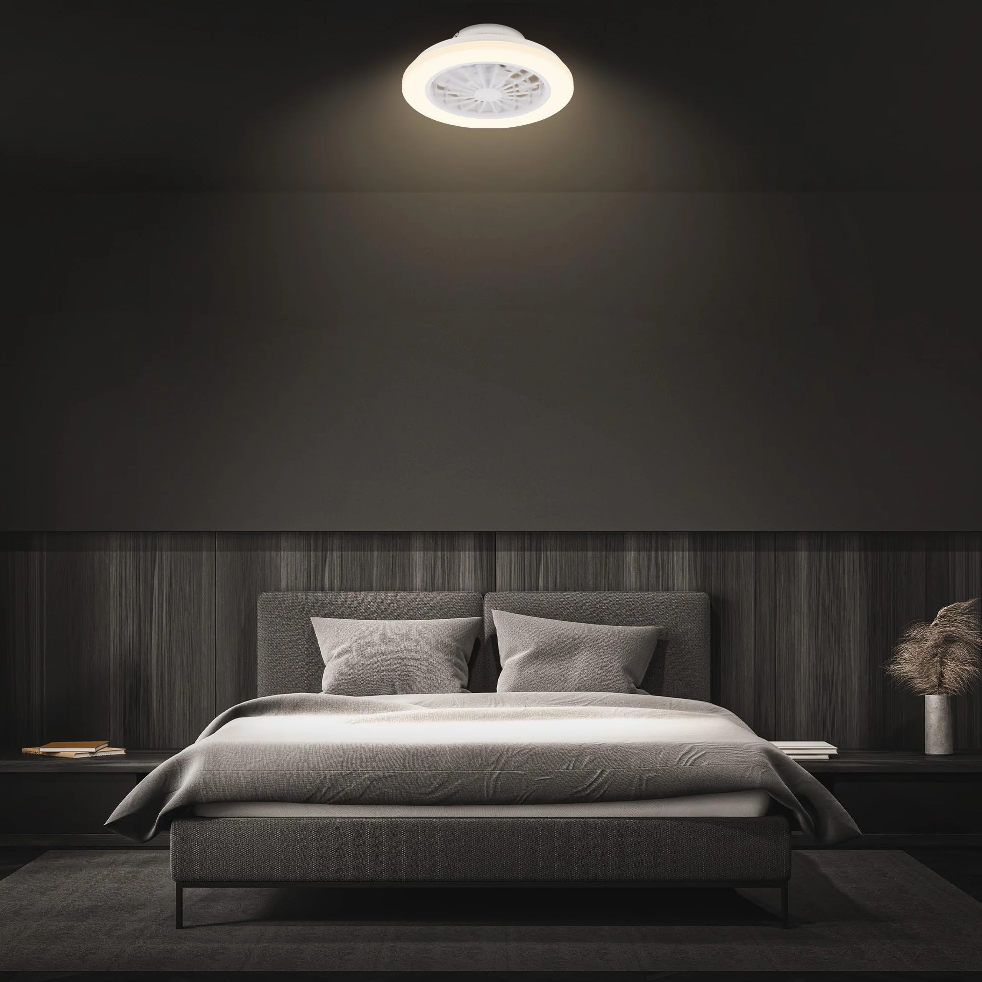BRILONER Ventilador de techo con luz LED, mando a distancia, motor DC silencioso, 38 x 14 cm, blanco